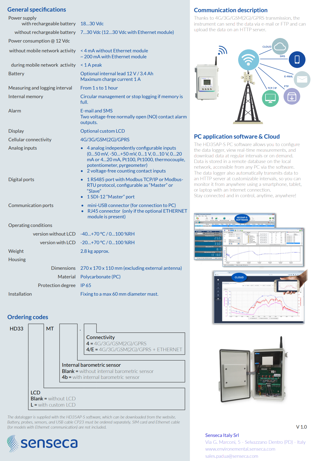 기상 관측소용 데이터 로거, 4G Senseca HD33MT.4