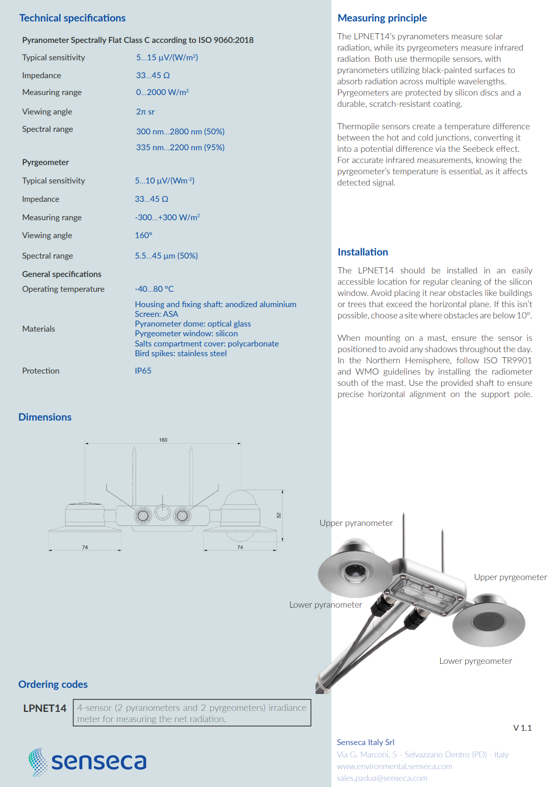 4성분 순복사계 Senseca DeltaOHM LPNET14