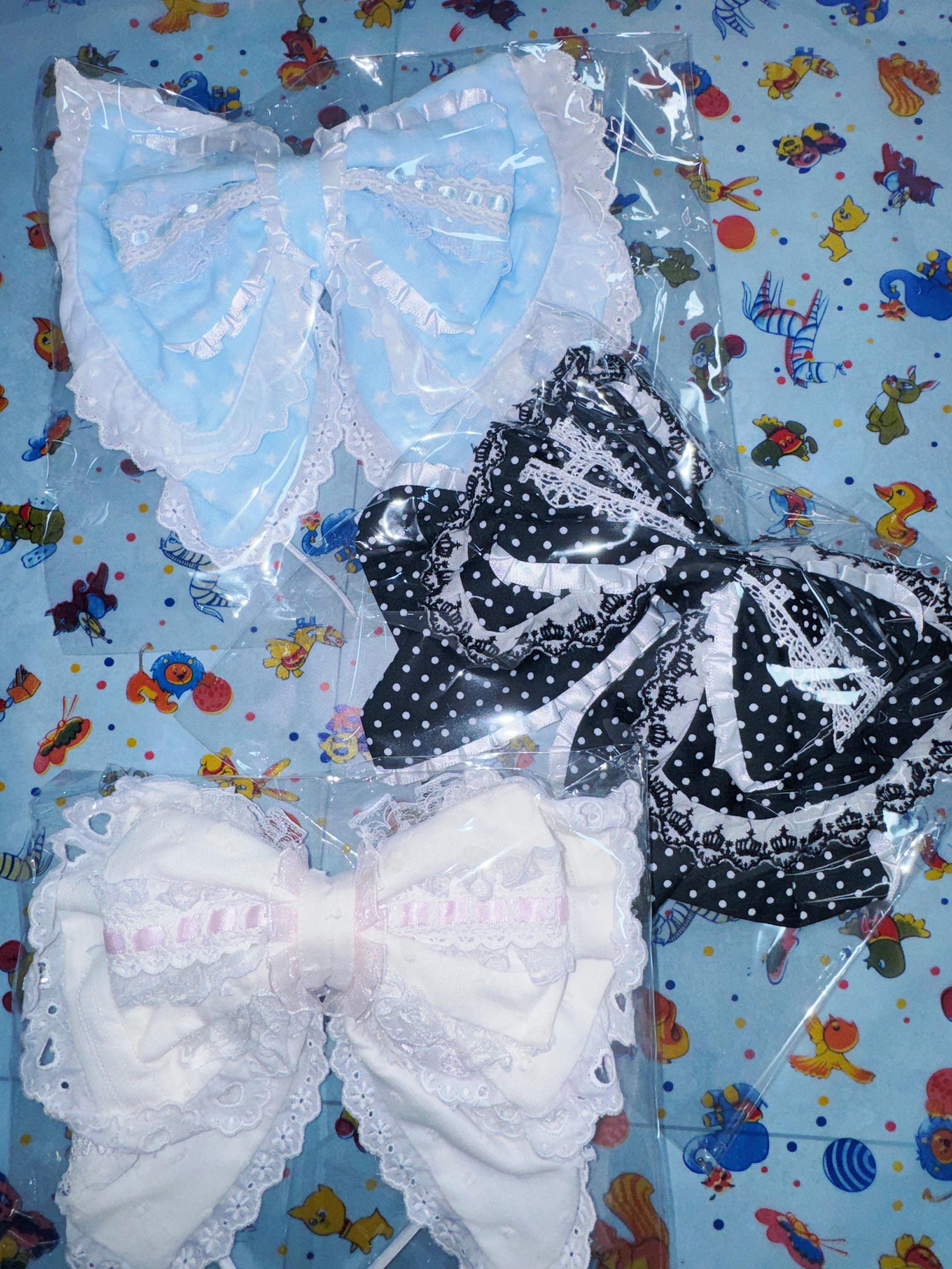 [E5l] Pattern Ribbon Hair-Band (black/only one)