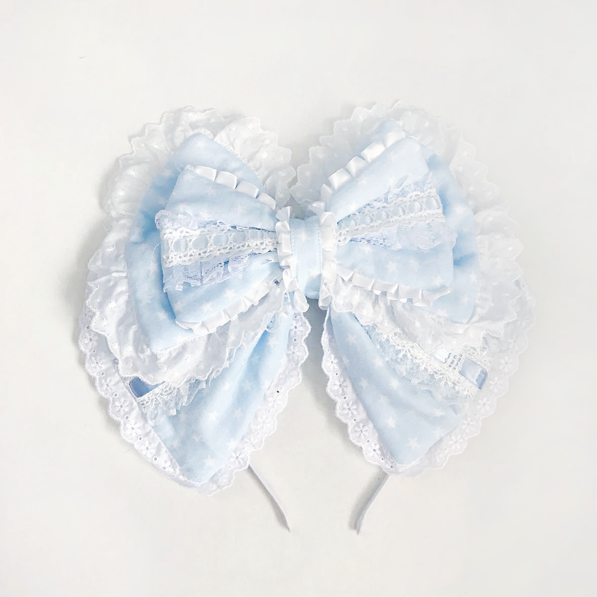 [E5l] Pattern Ribbon Hair-Band (sky blue/onlyone)