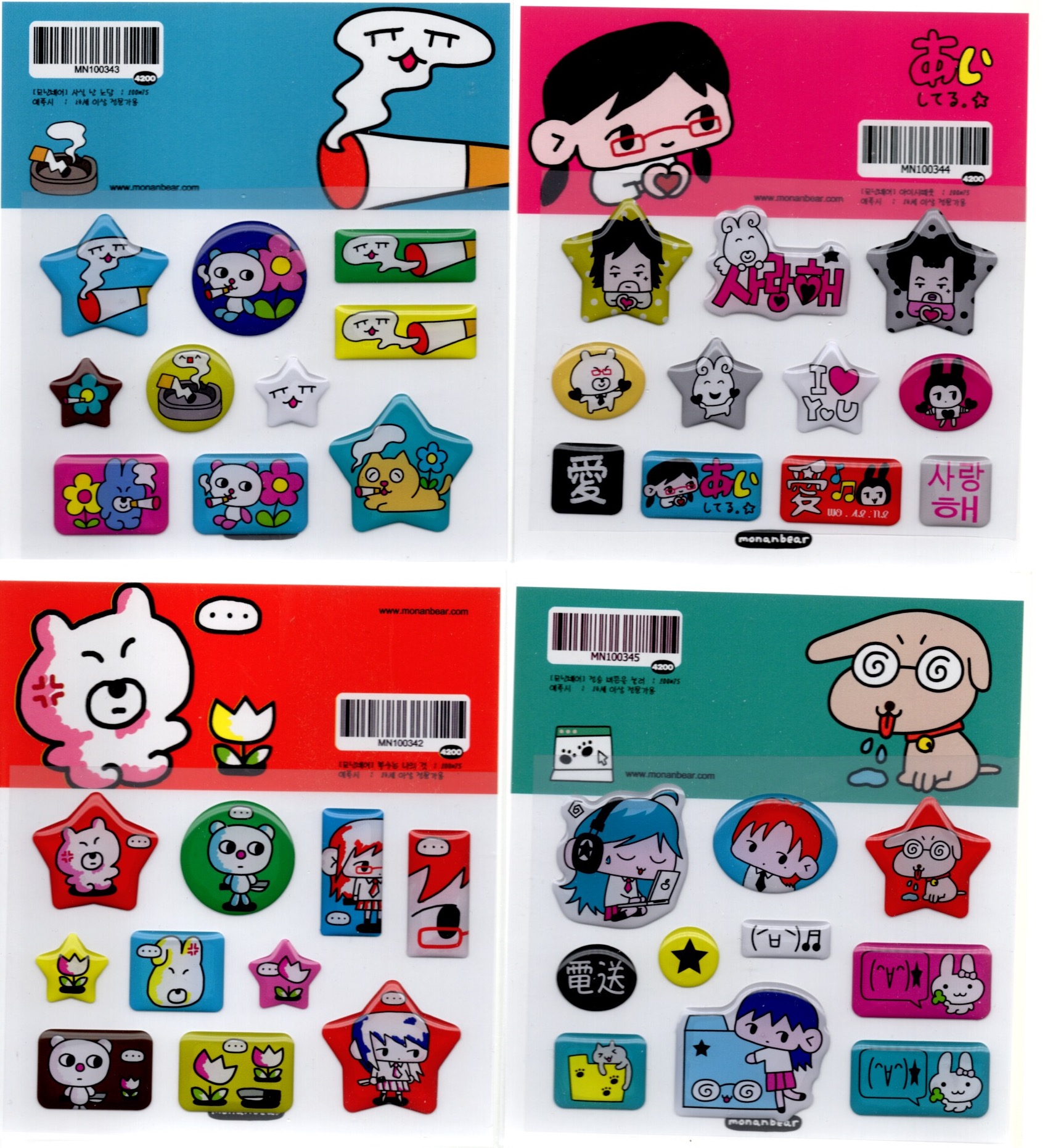 monan bear epoxy sticker series (4types)
