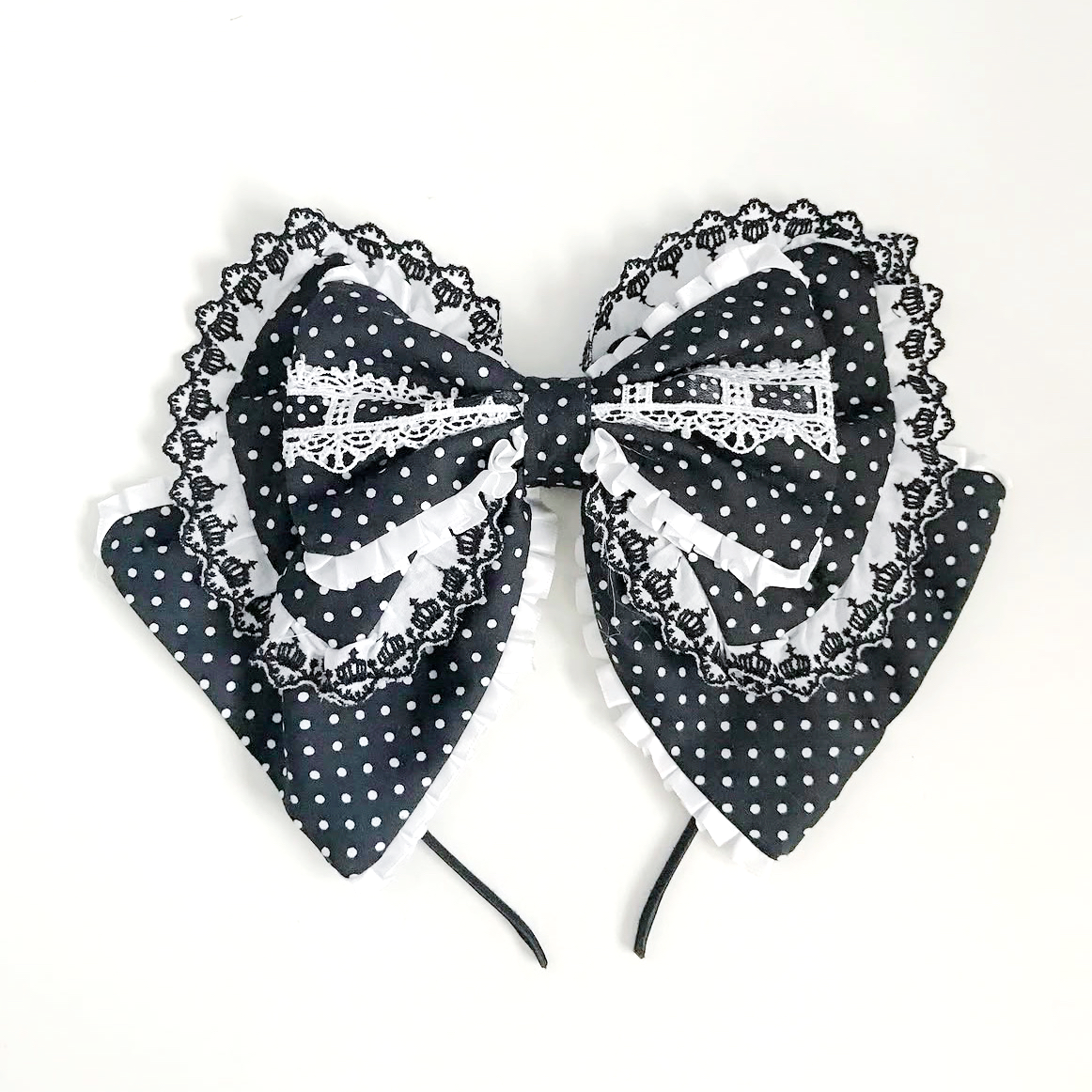 [E5l] Pattern Ribbon Hair-Band (black/only one)