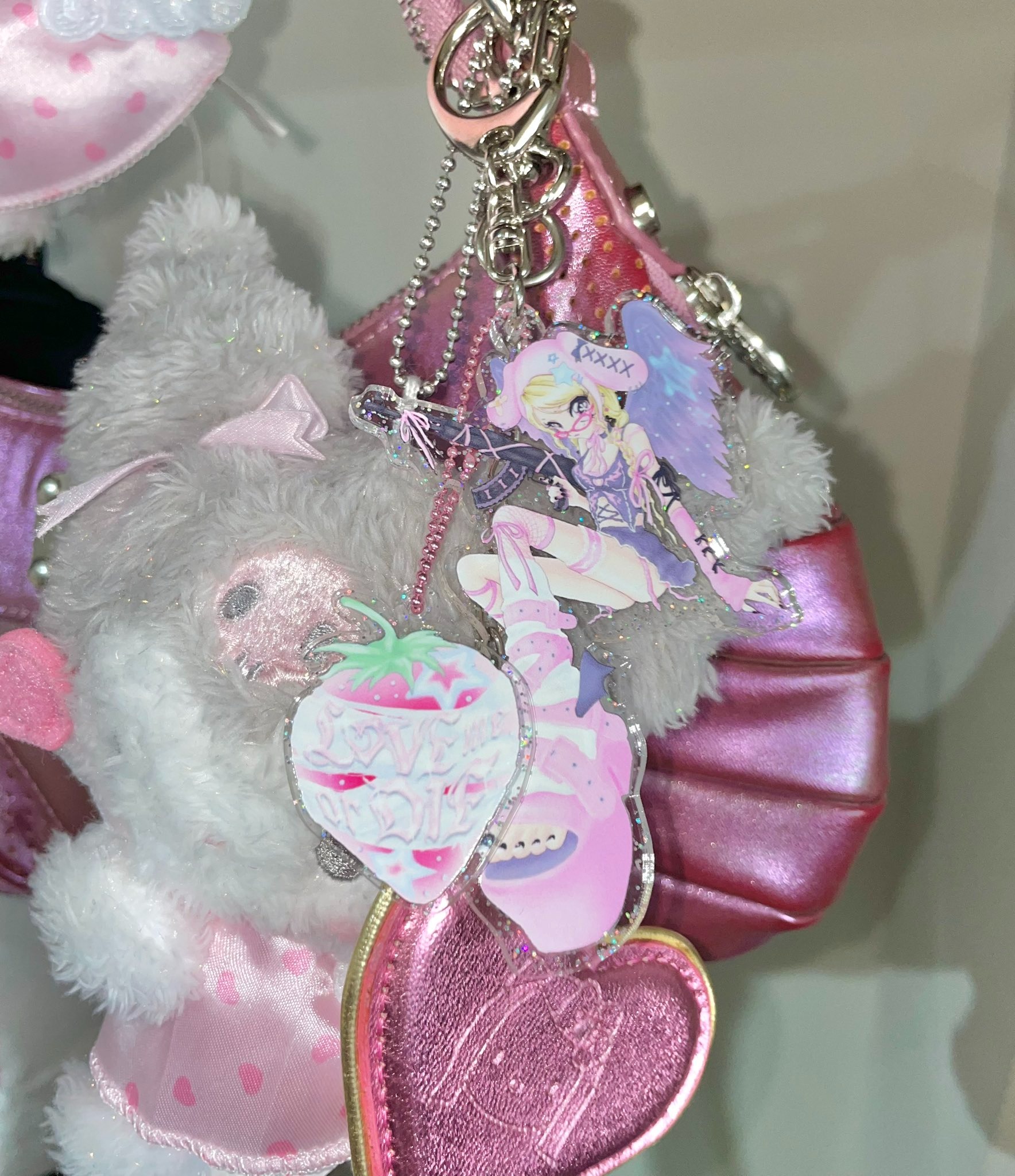 LOVE me or DIE glitter acrylic keyring