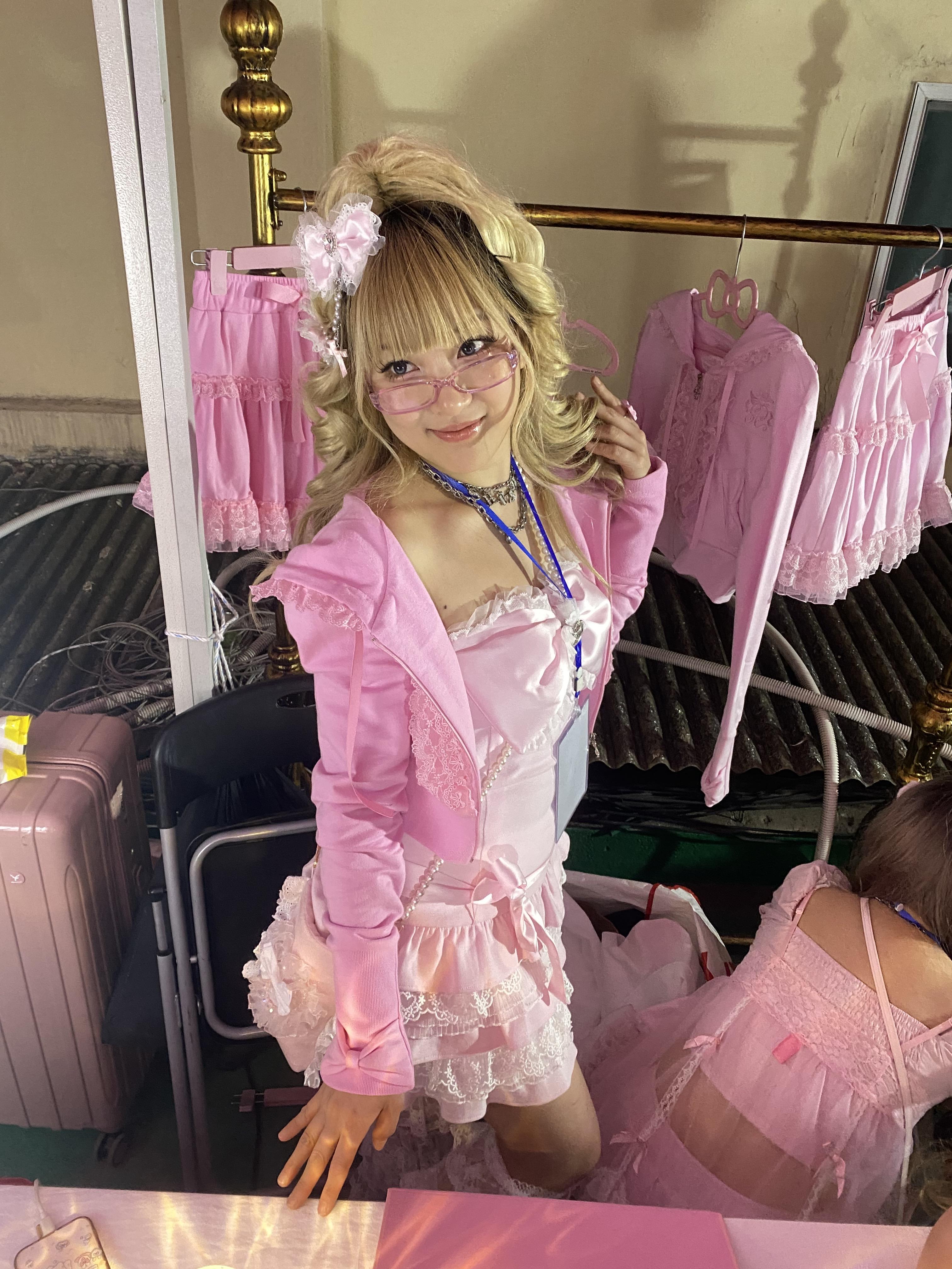 Kukuhimeさまhandmade♡いちごチョコフリルツイン Dolly Hme Training Set-up (candy pink) : SHUSHU CHERRY