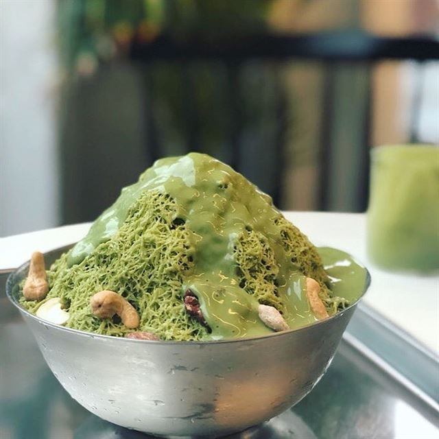 빵 어니스타의 비건 말차빙수. 유기농 말차, 잔다리 전두부, 귀리 우유를 이용해 만들었다. 빵 어니스타 제공