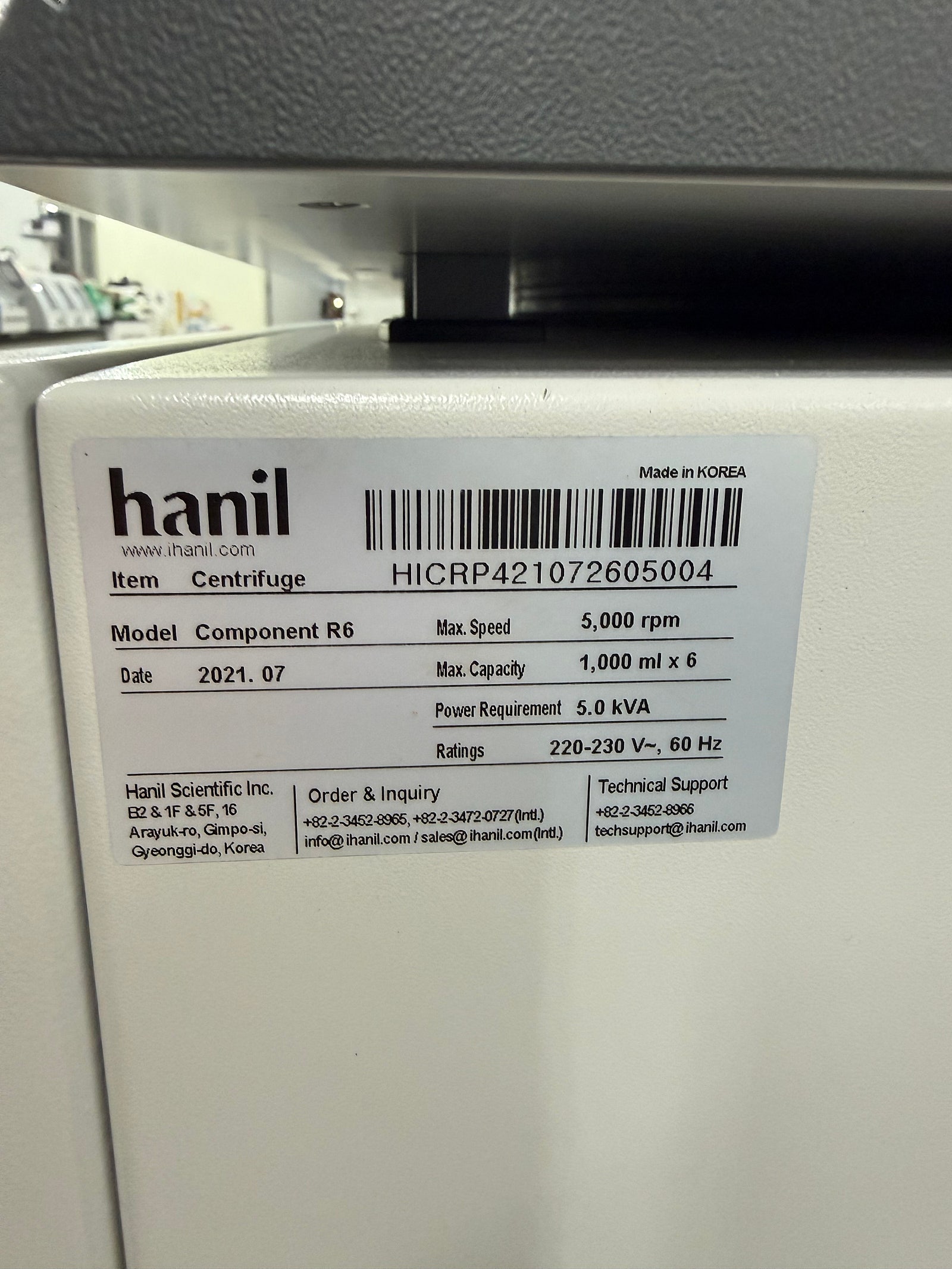 Component R6 Large Capacity Centrifuge