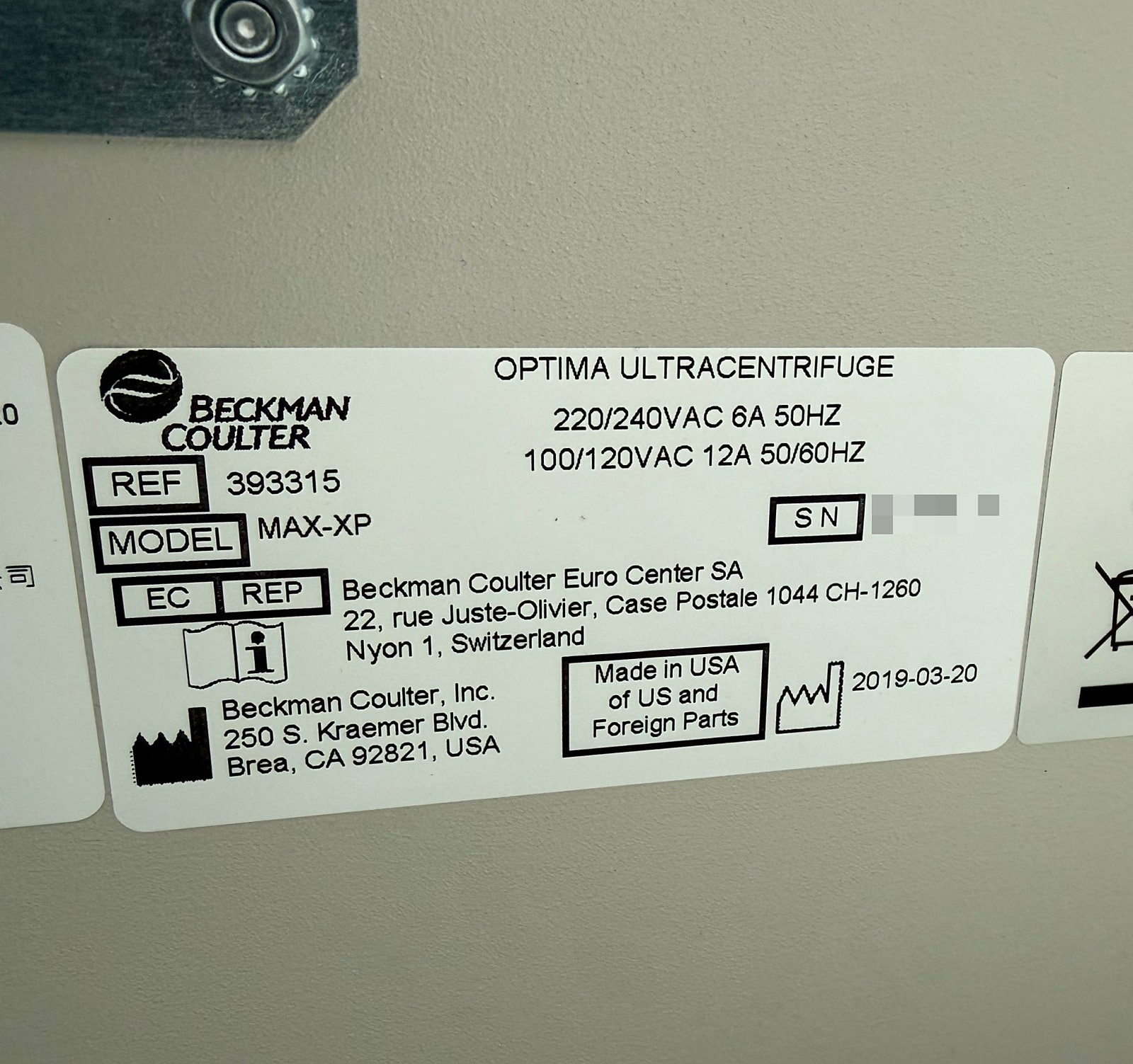 Optima™ MAX-XP Tabletop Ultracentrifuge