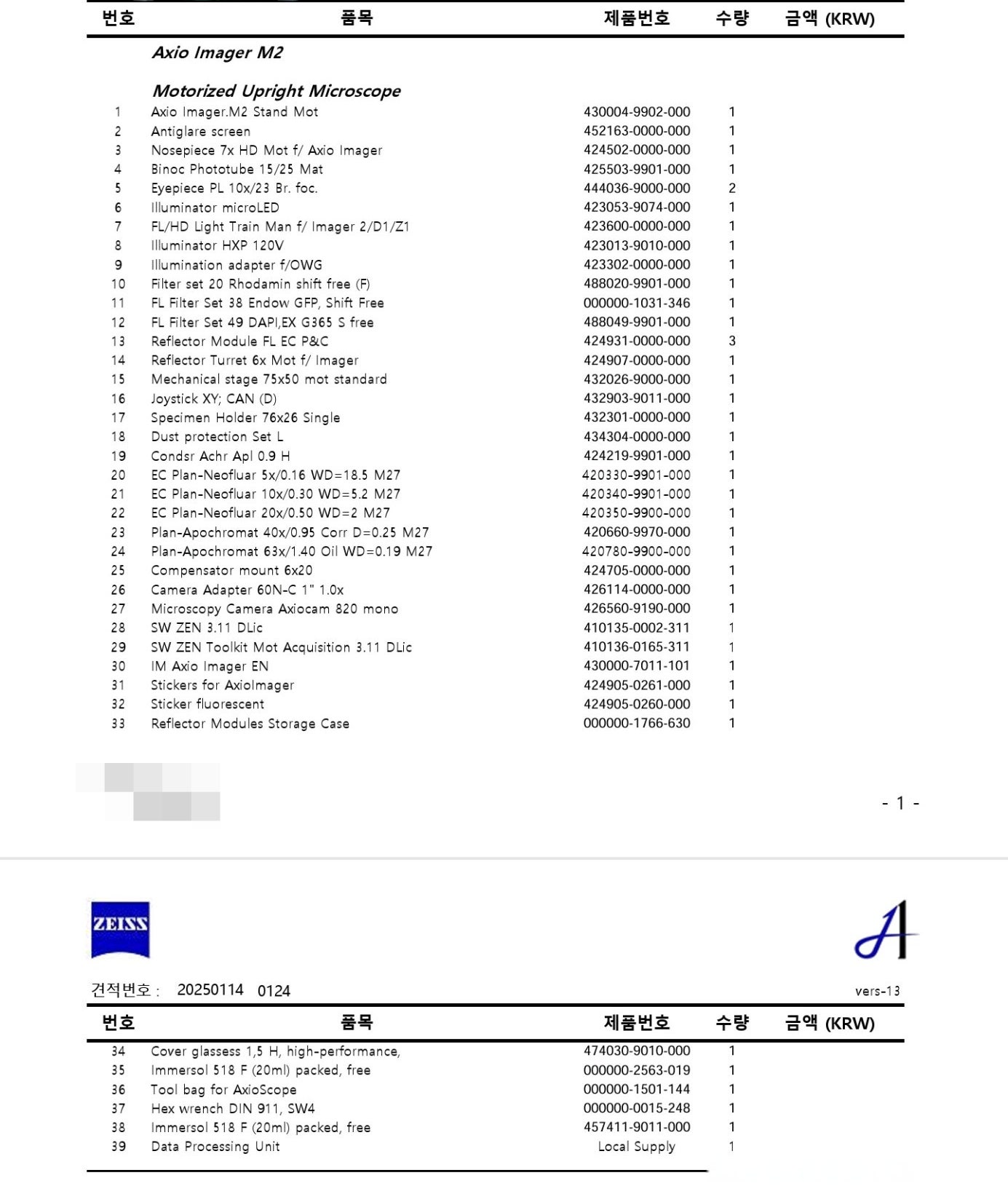 Zeiss Axio imager M2 Axiocam 820 mono