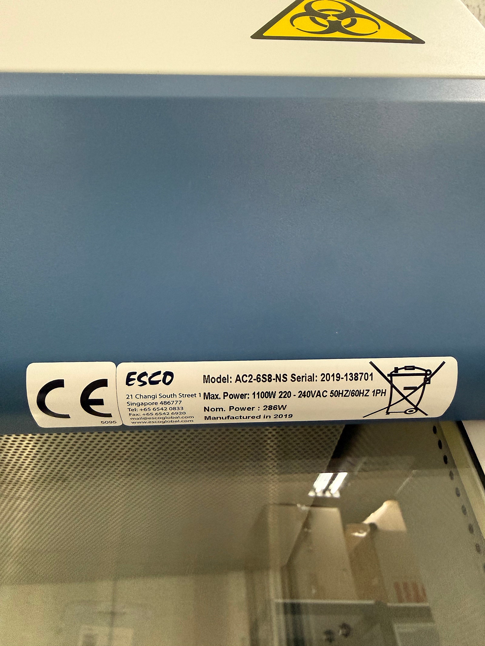 ESCO Class II Type A2 Biological Safety Cabinet, BSC
