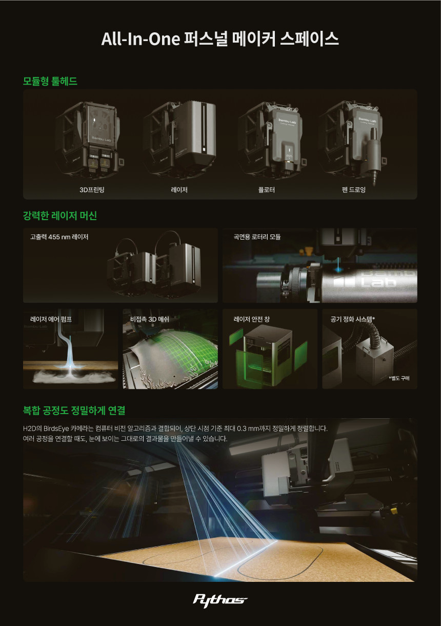 뱀부랩 H2D 3D프린터 단품 (글로벌판)