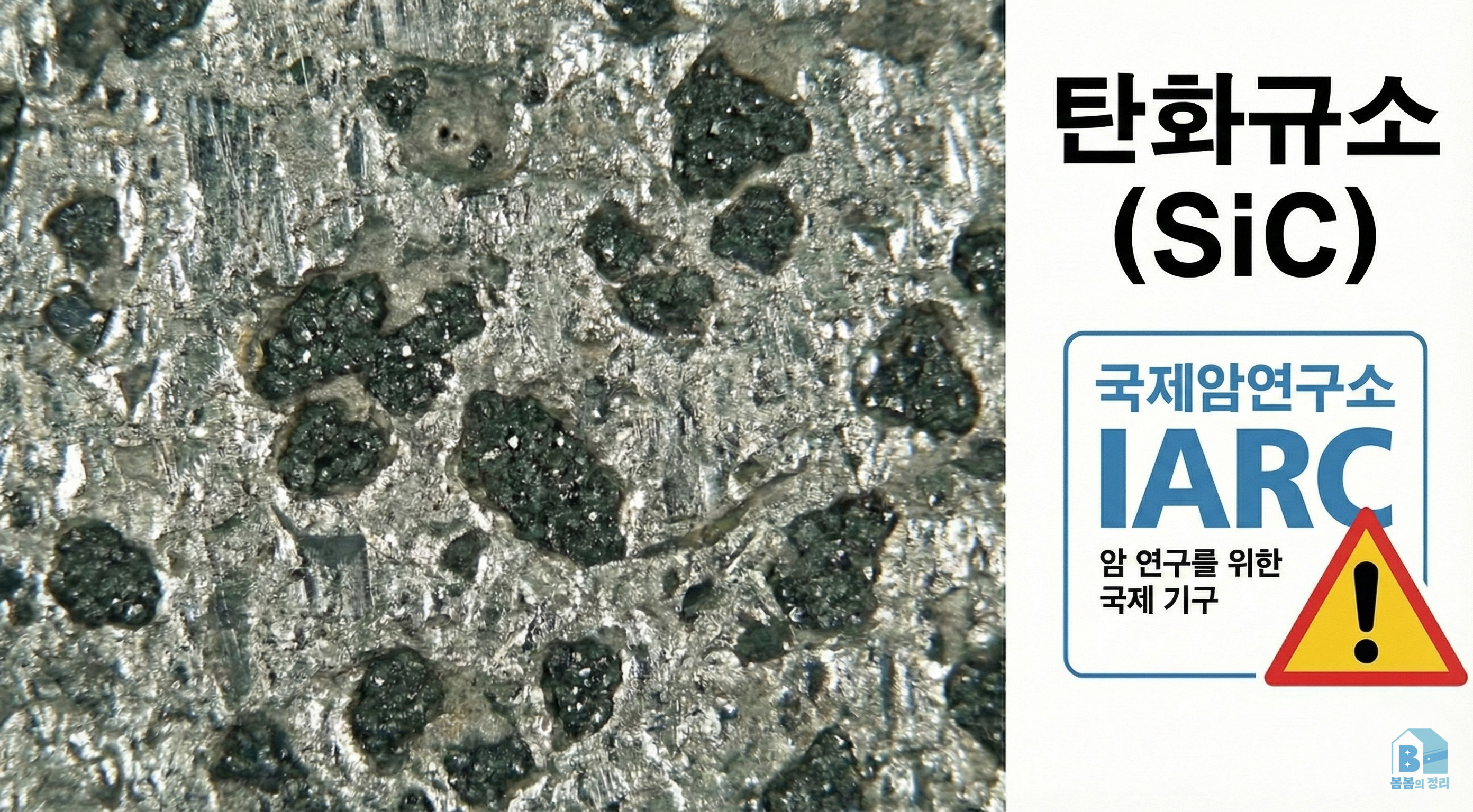 현미경으로 본 스테인리스 표면 연마제 입자와 발암 물질 경고