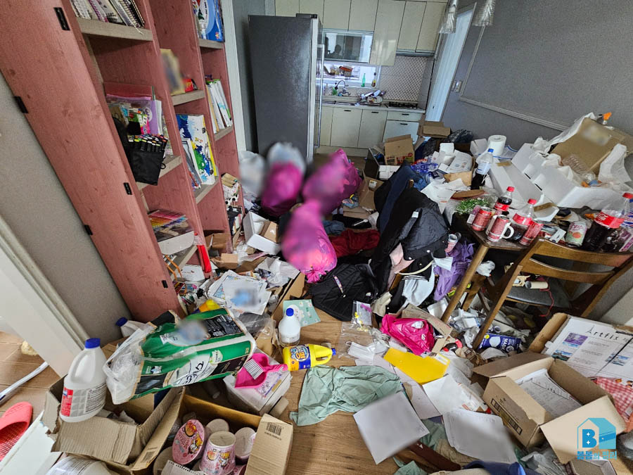 시흥시 매화동 쓰레기집 청소 주방 음식물쓰레기와 배달용기 작업 전