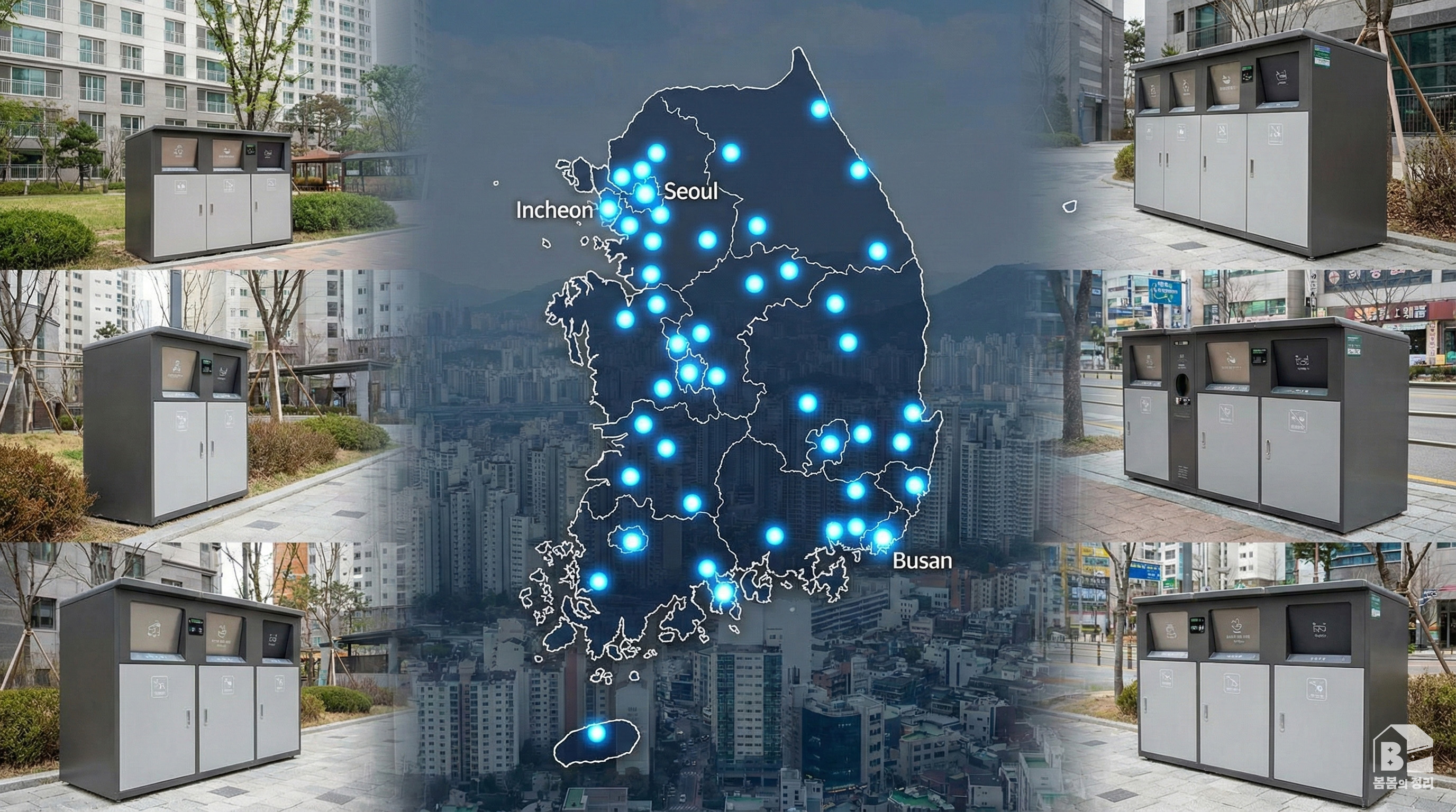 2026년 RFID 스마트 음식물 쓰레기통의 전국적 보급 현황을 보여주는 지도 인포그래픽
