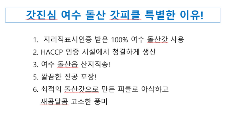 갓진심 여수 돌산 갓피클 1Kg