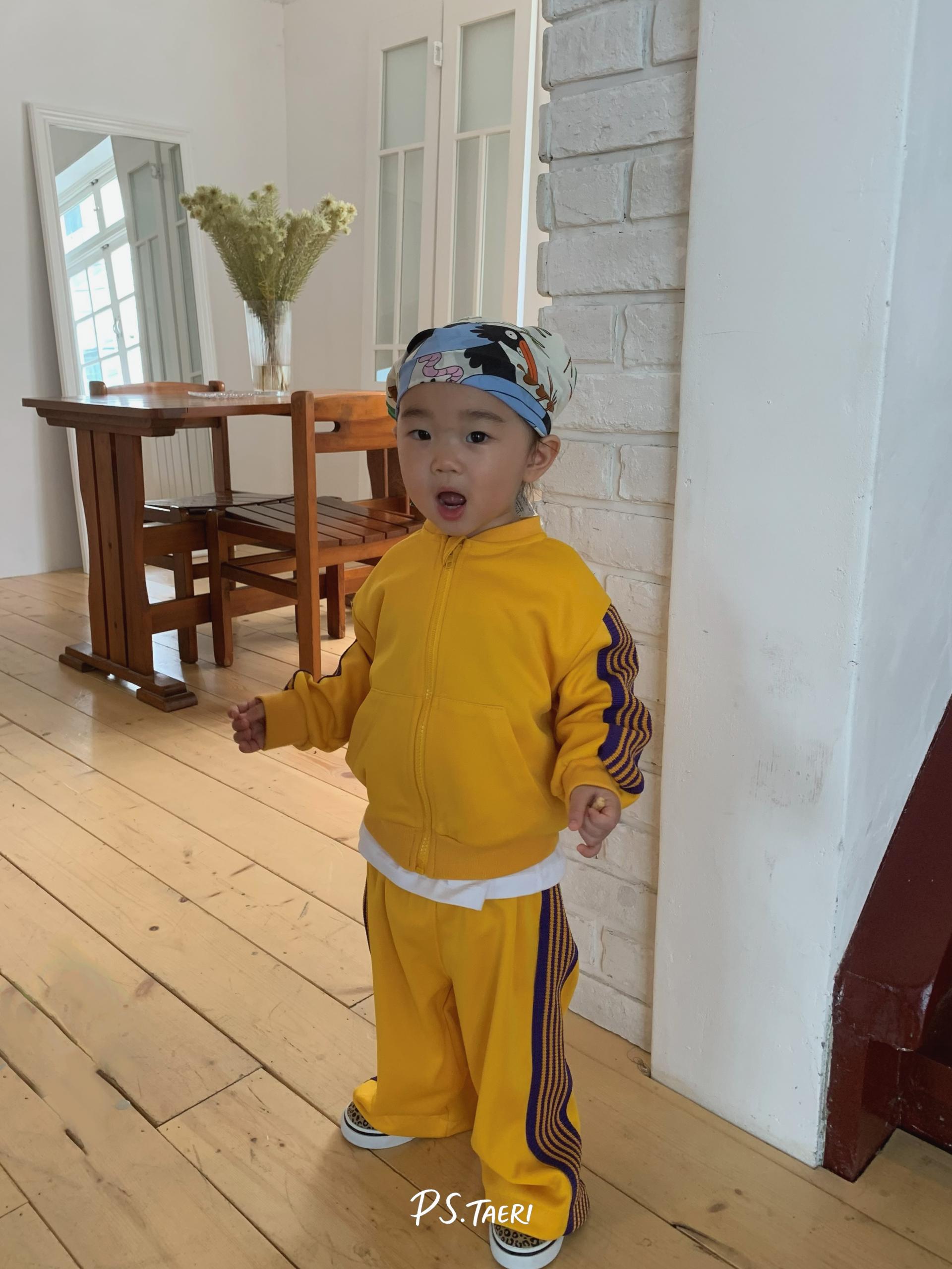 Line Track Pants (Kids)-Yellow