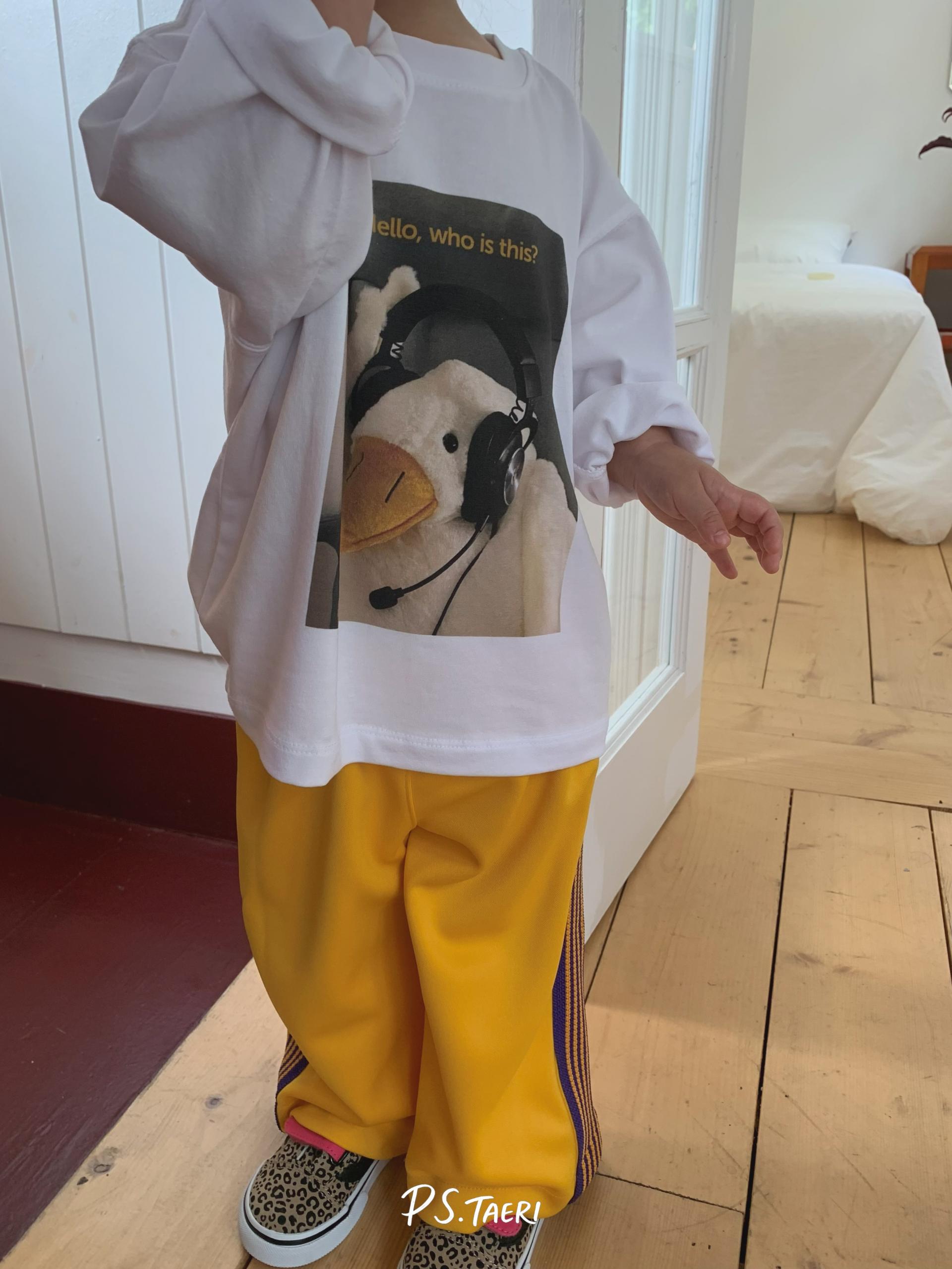 Line Track Pants (Kids)-Yellow