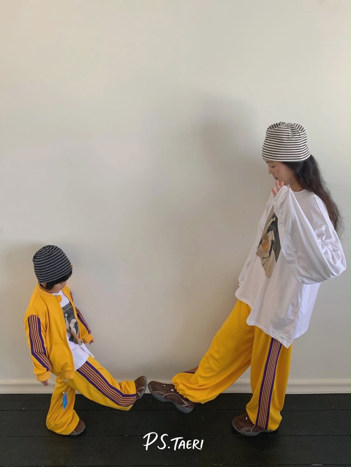 Line Track Pants (Kids)-Yellow