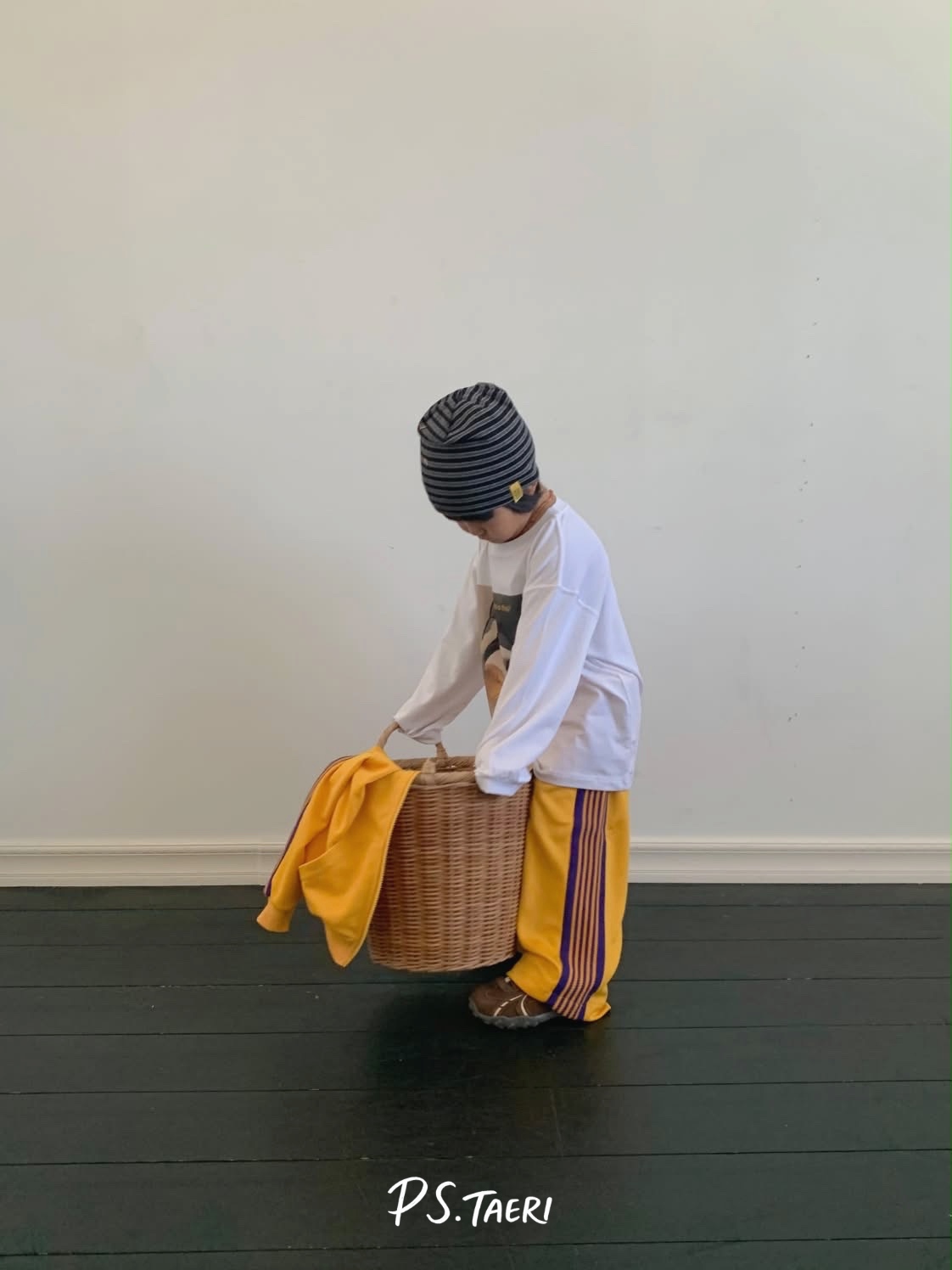 Line Track Pants (Kids)-Yellow