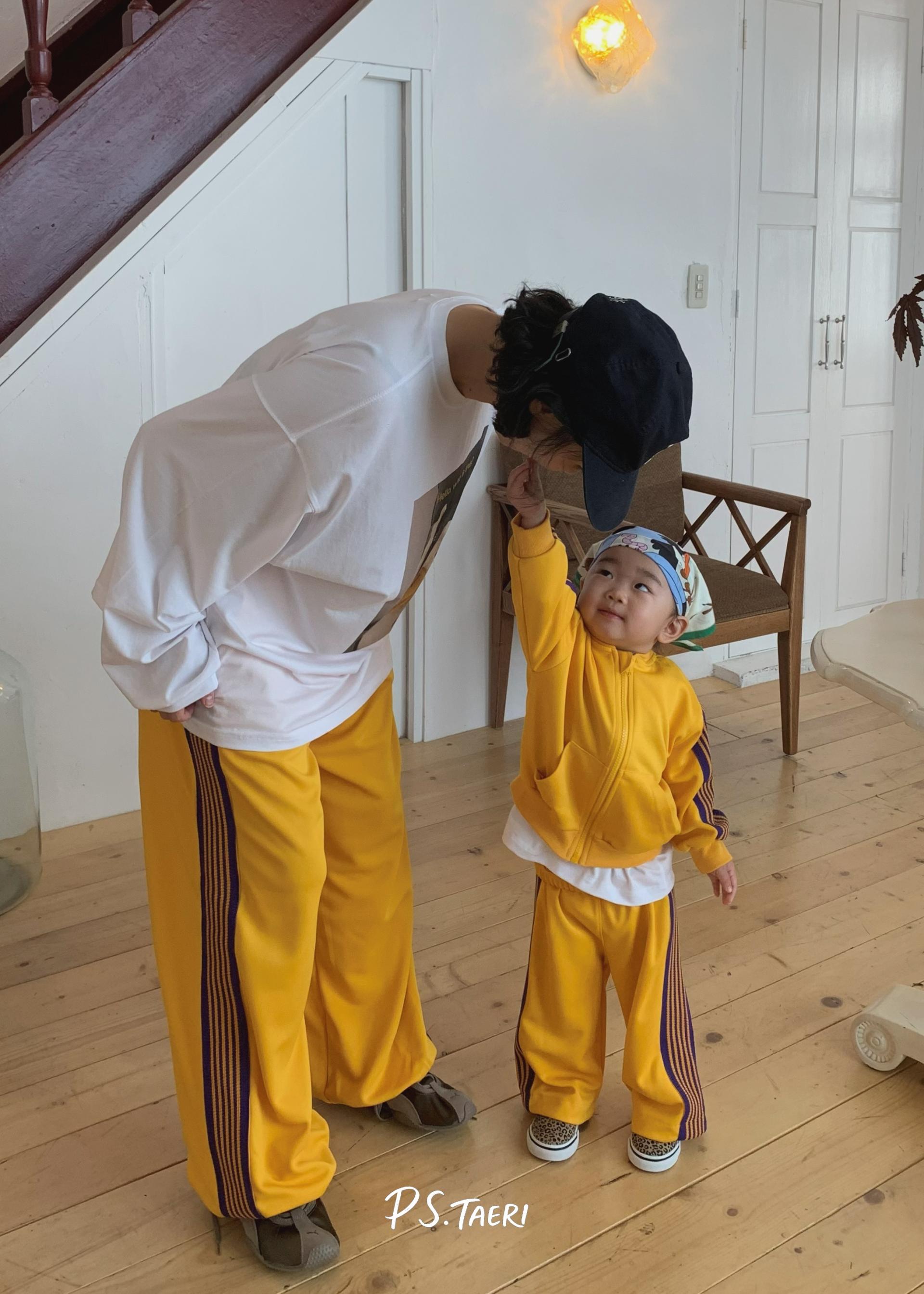 Line Track Pants (Kids)-Yellow