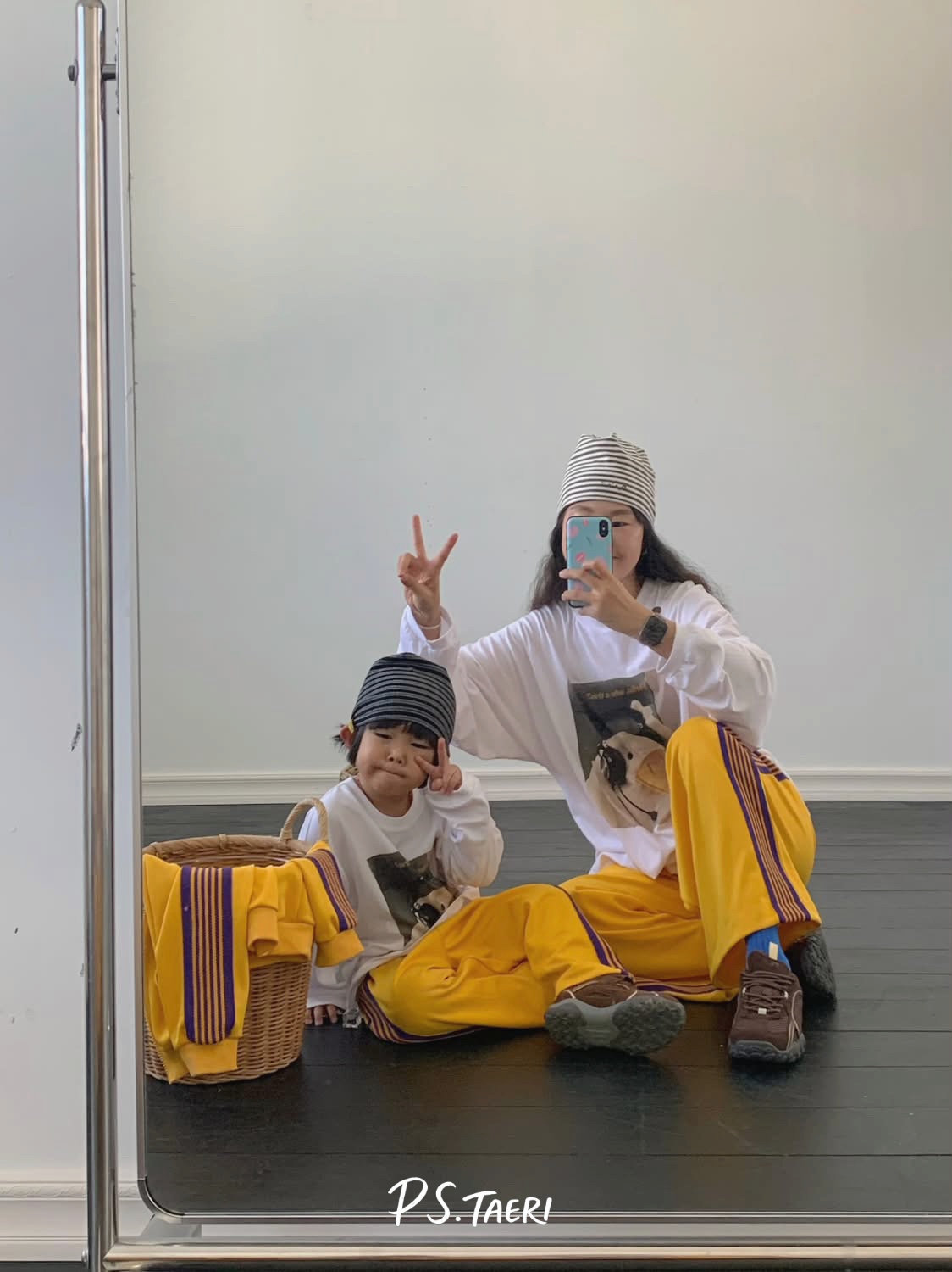Line Track Pants (Kids)-Yellow