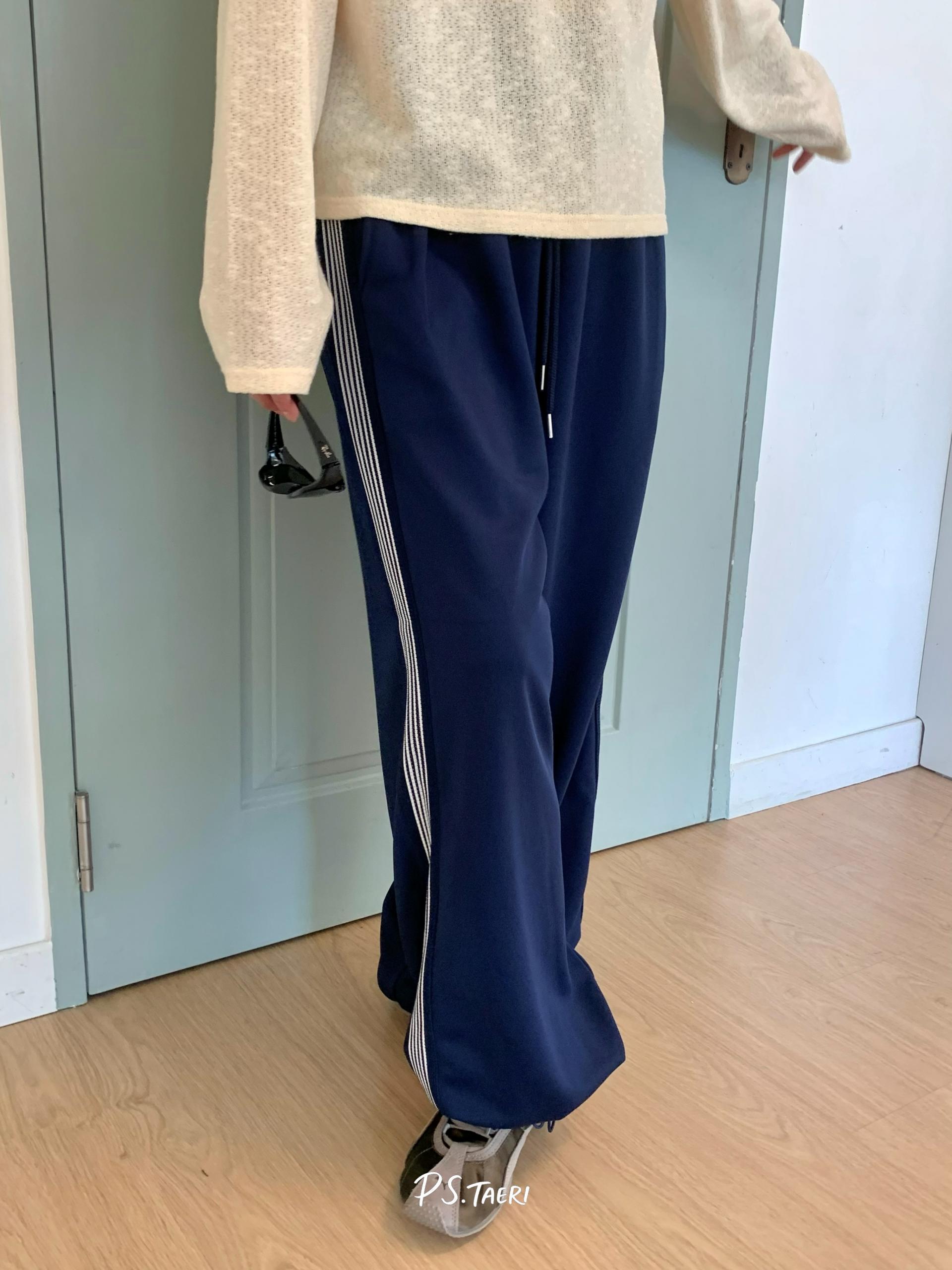 Line Track Pants (Adult)-Navy