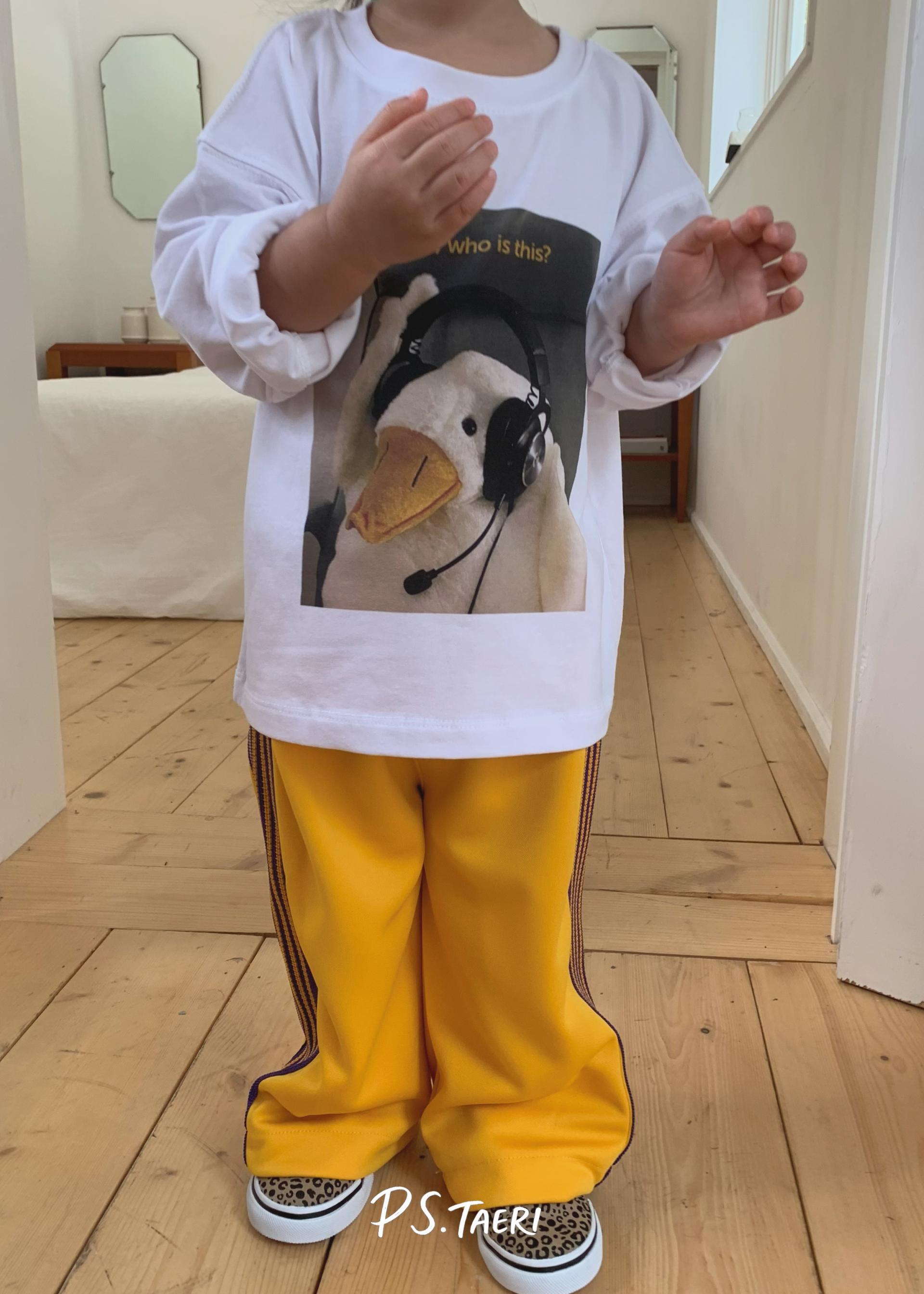 Line Track Pants (Kids)-Yellow