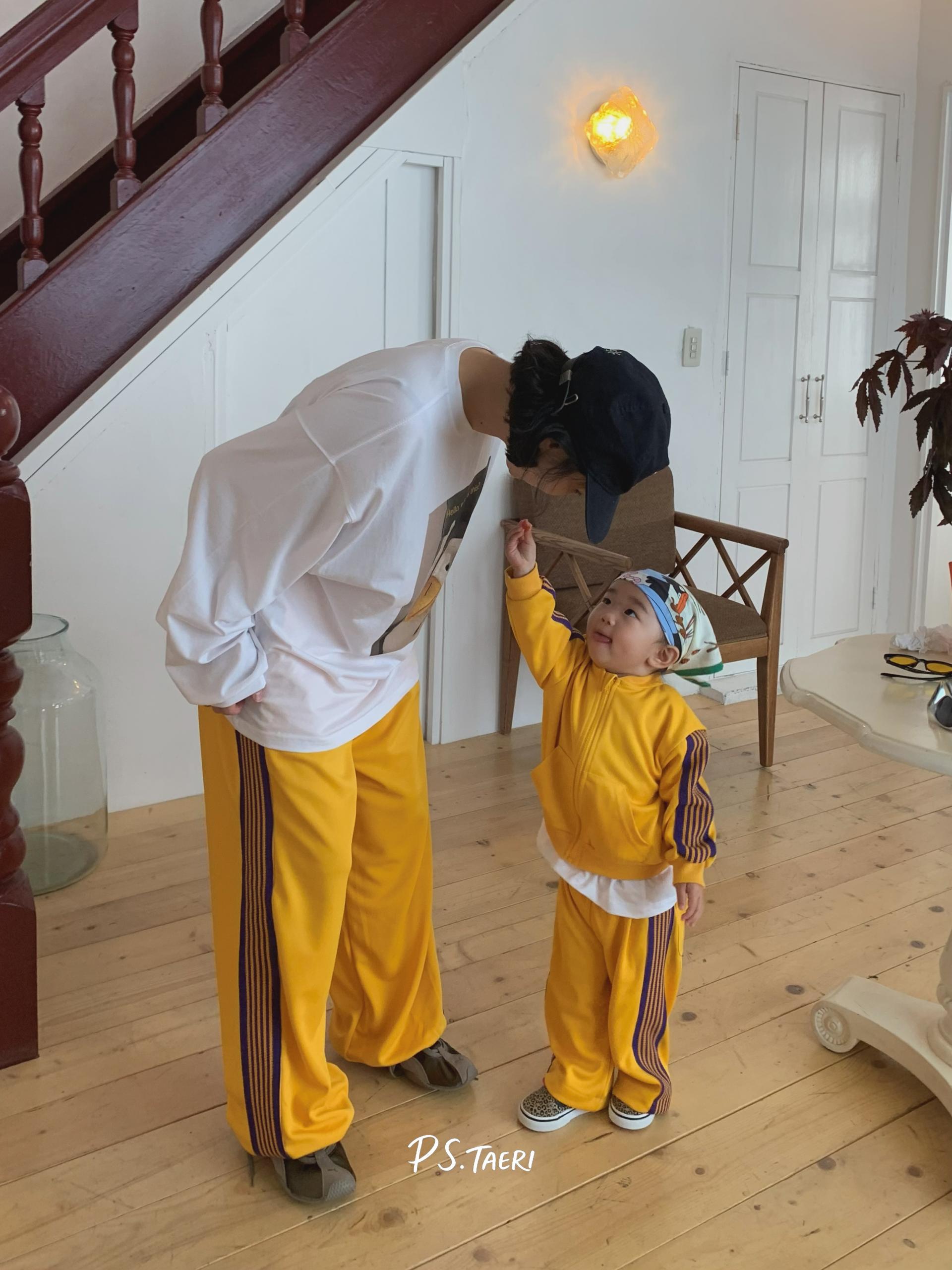 Line Track Pants (Kids)-Yellow