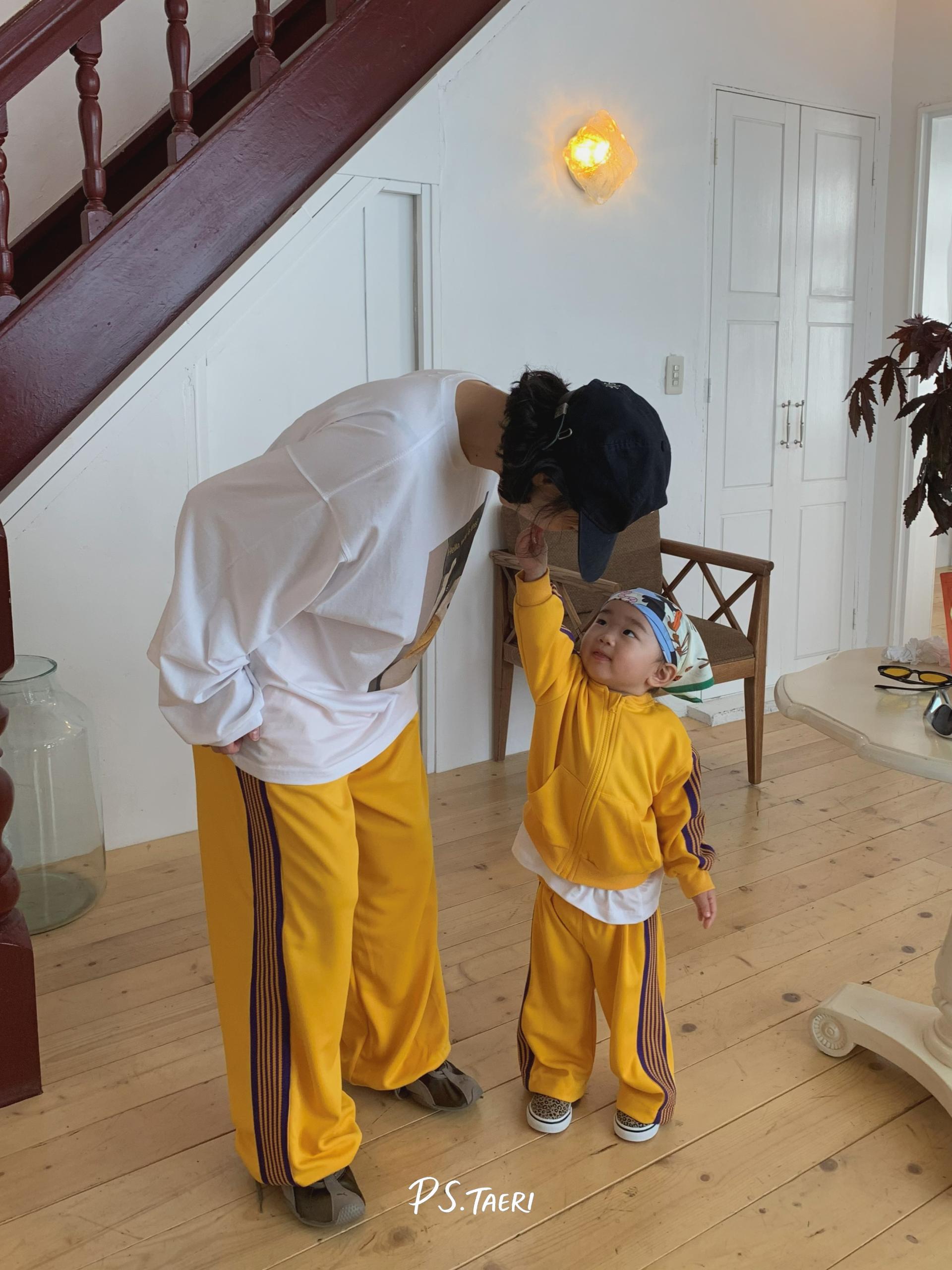 Line Track Pants (Kids)-Yellow