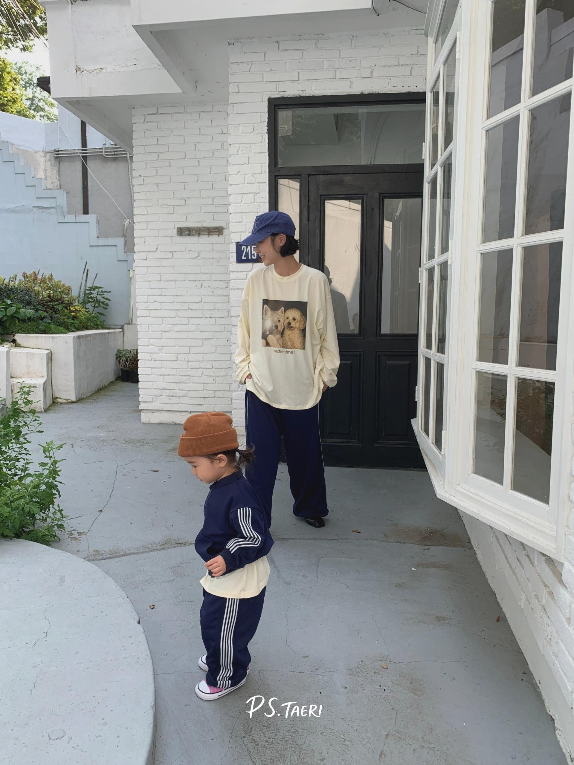Line Track Pants (Kids)-Navy