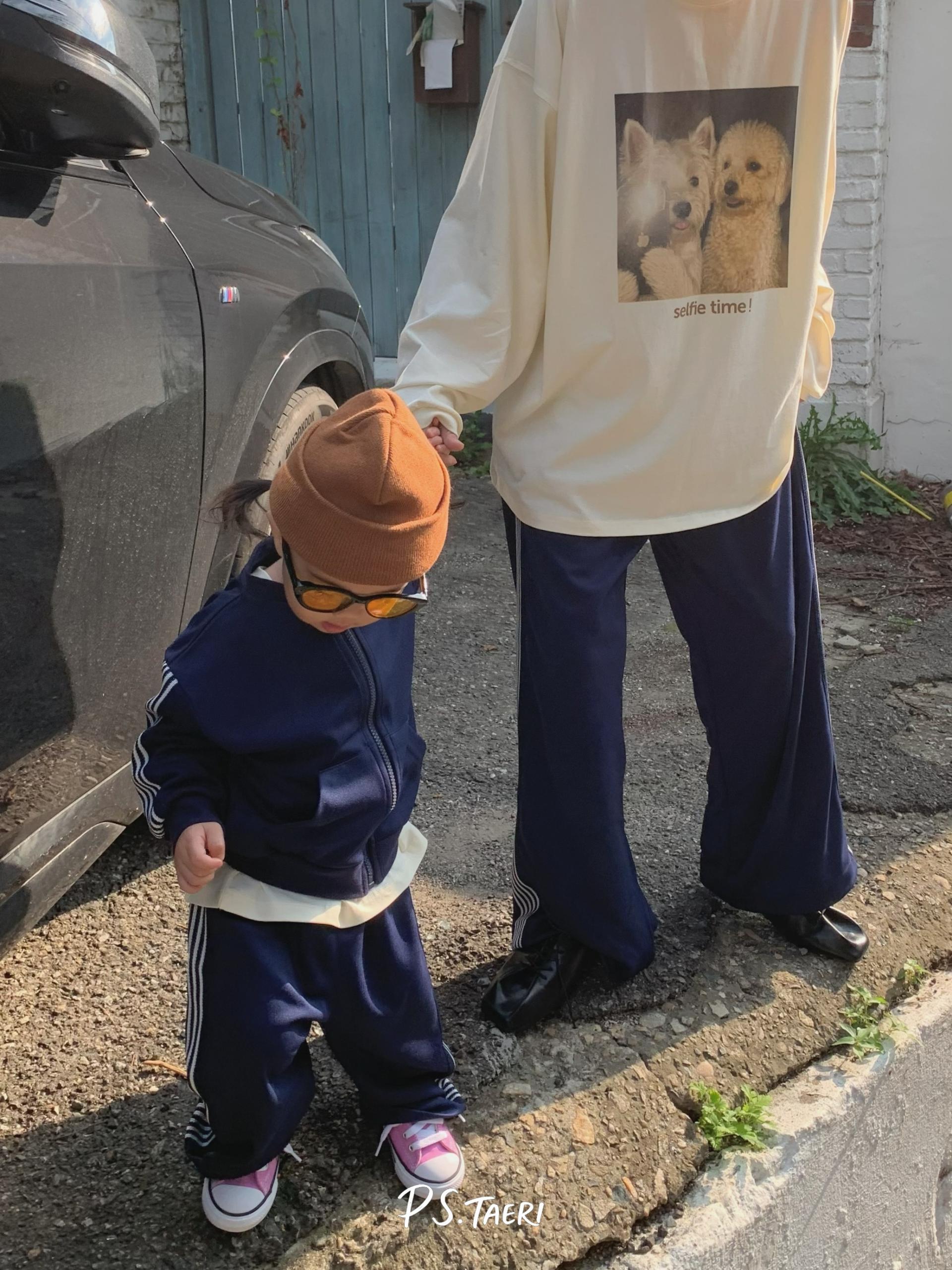Line Track Pants (Kids)-Navy