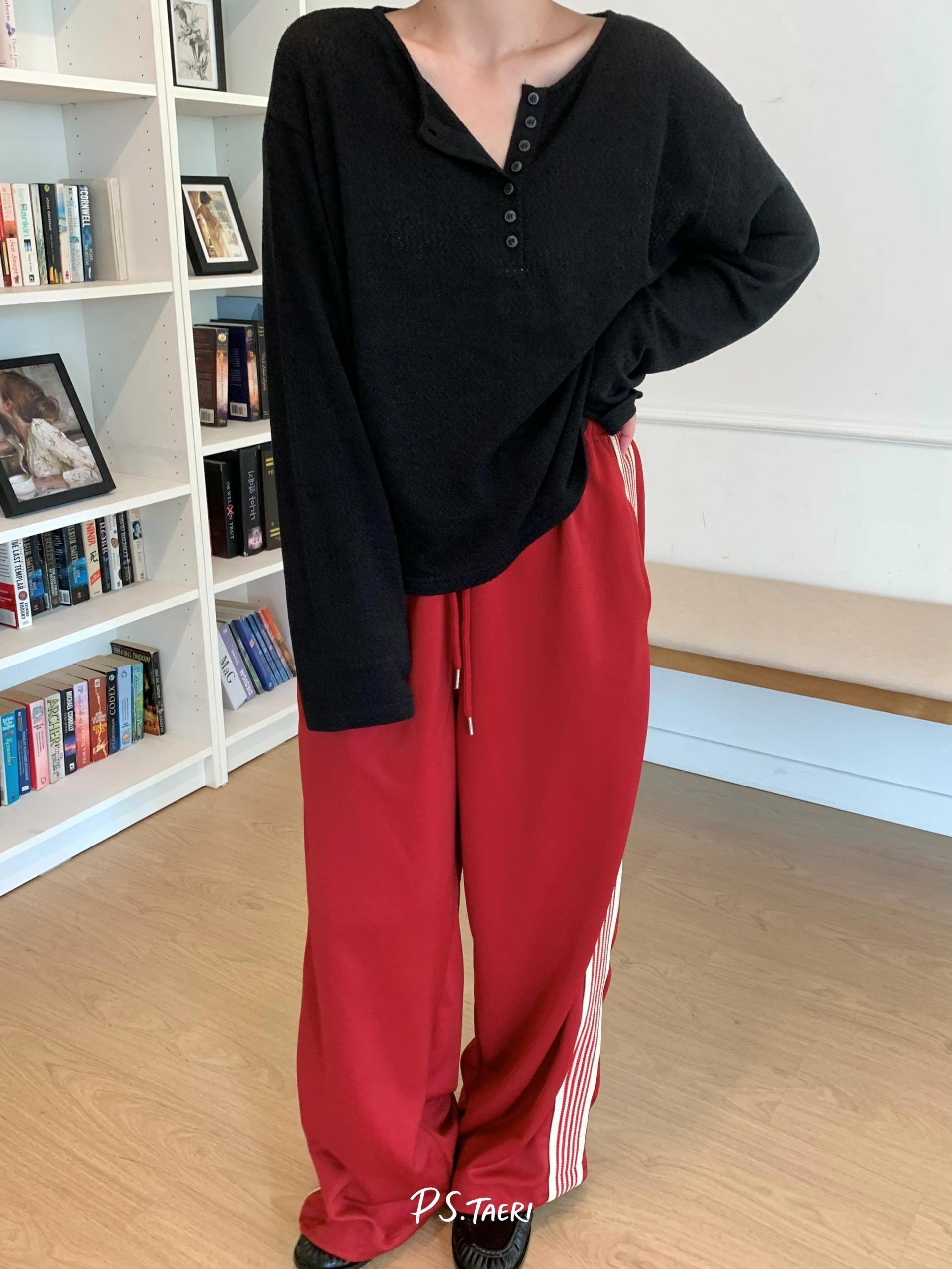 Line Track Pants (Adult)-Red