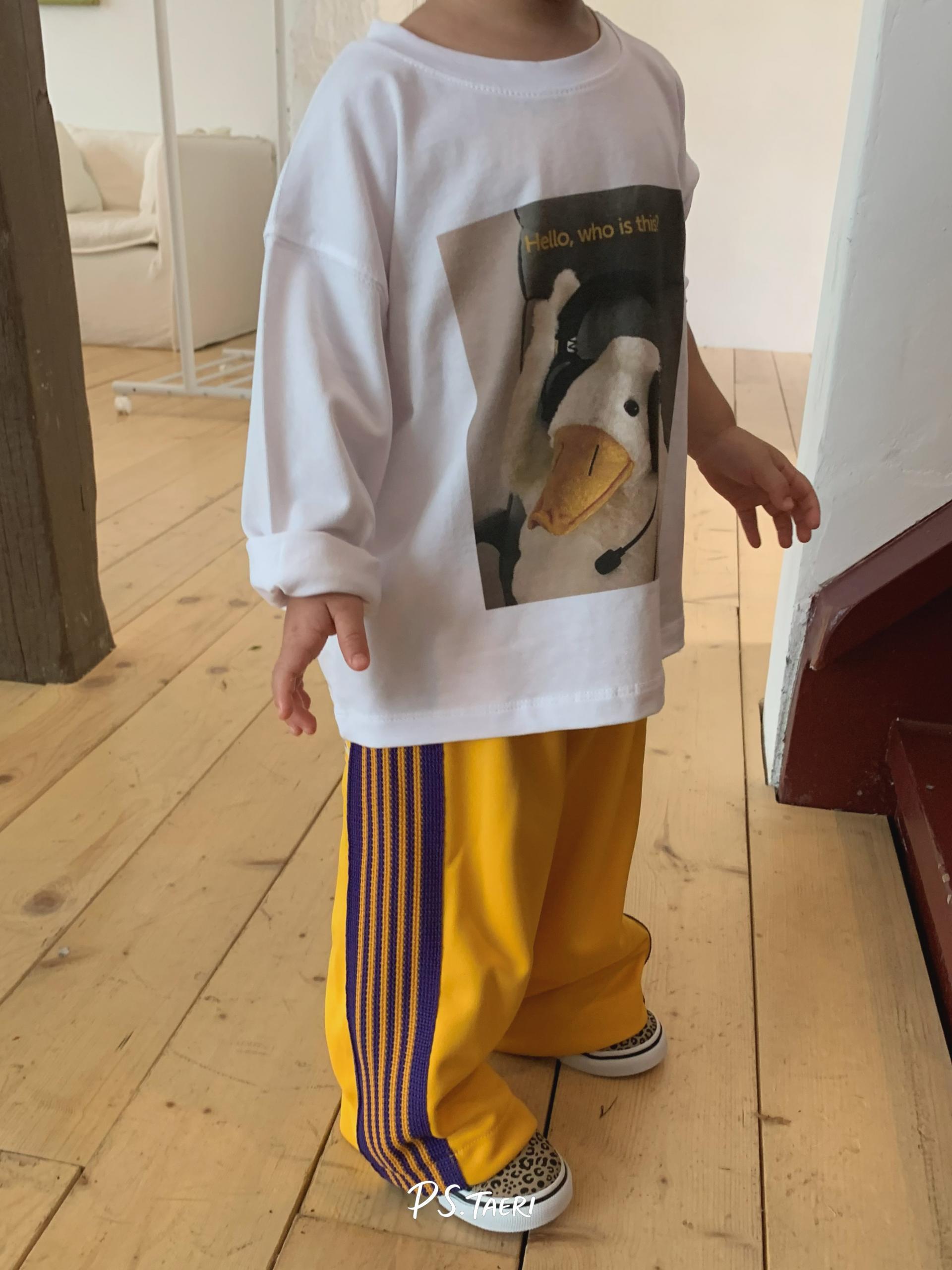 Line Track Pants (Kids)-Yellow