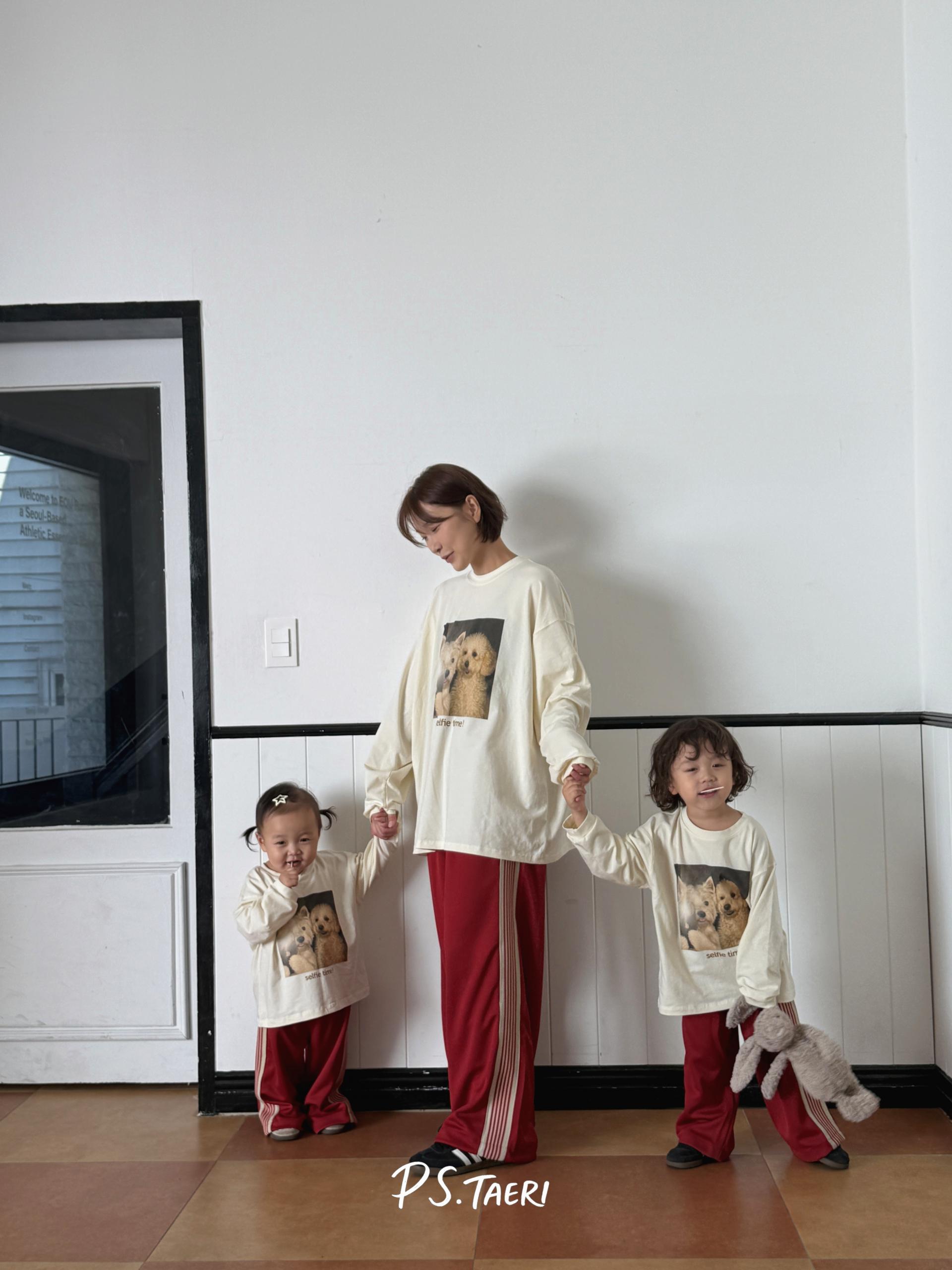 Line Track Pants (Kids)-Red