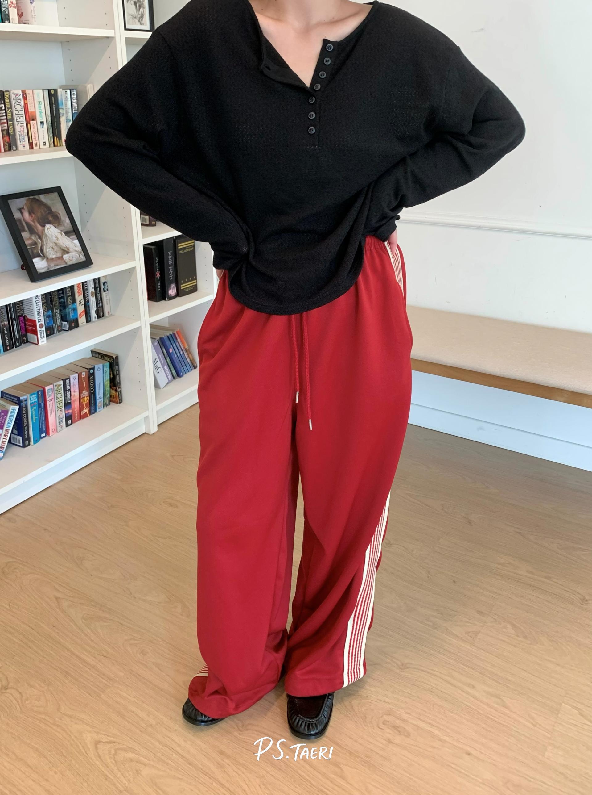 Line Track Pants (Adult)-Red