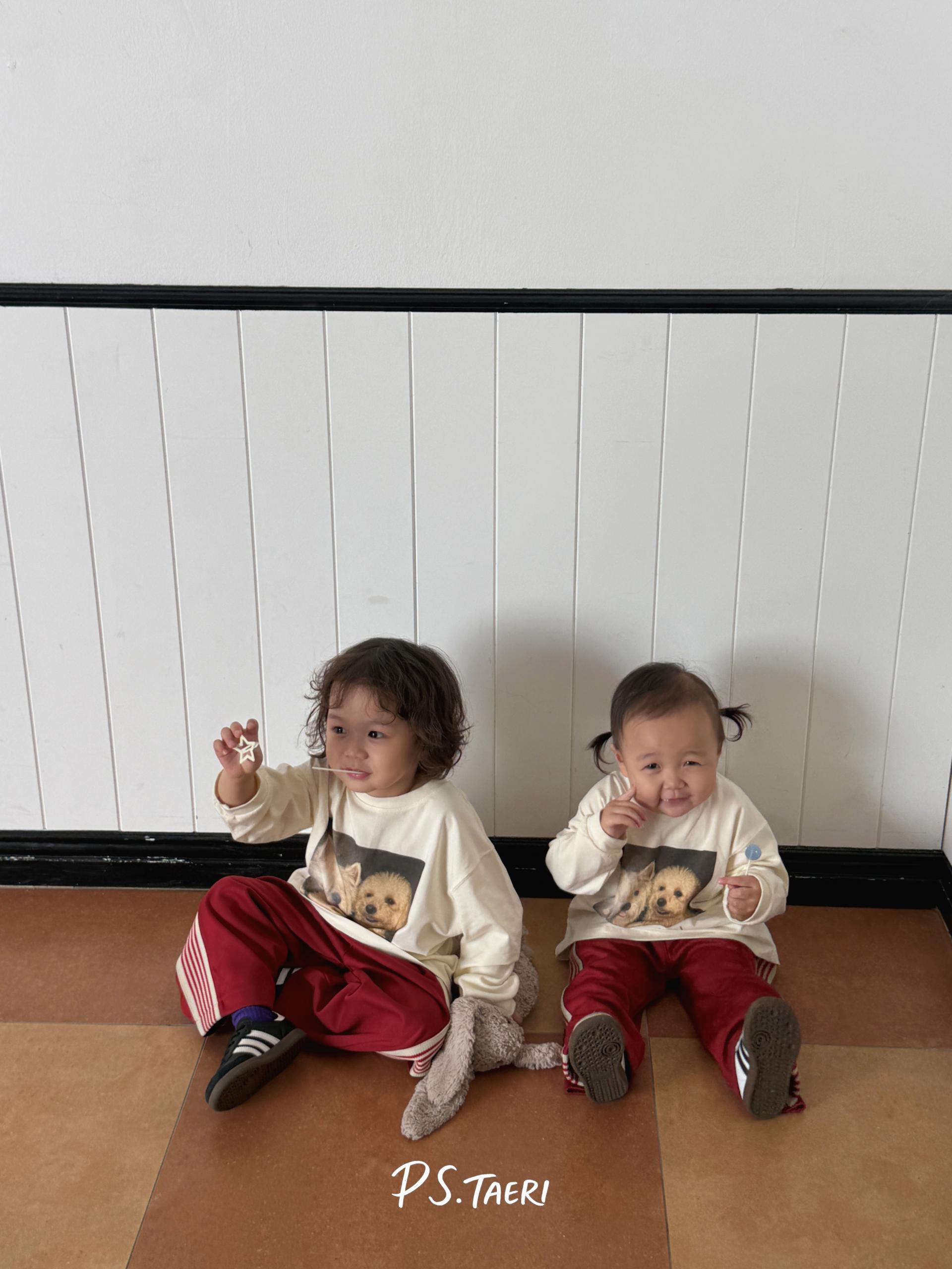 Line Track Pants (Kids)-Red