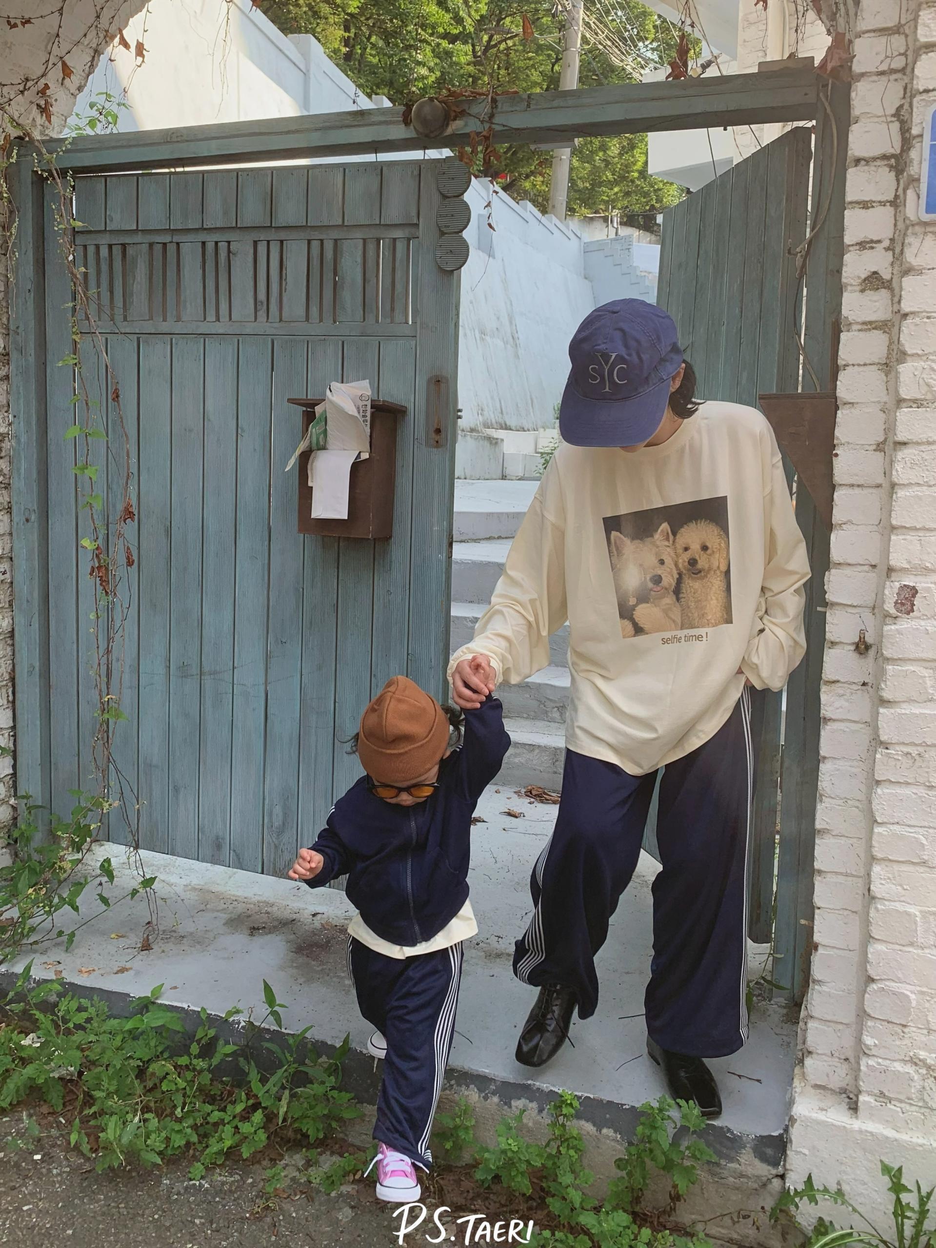 Line Track Pants (Kids)-Navy