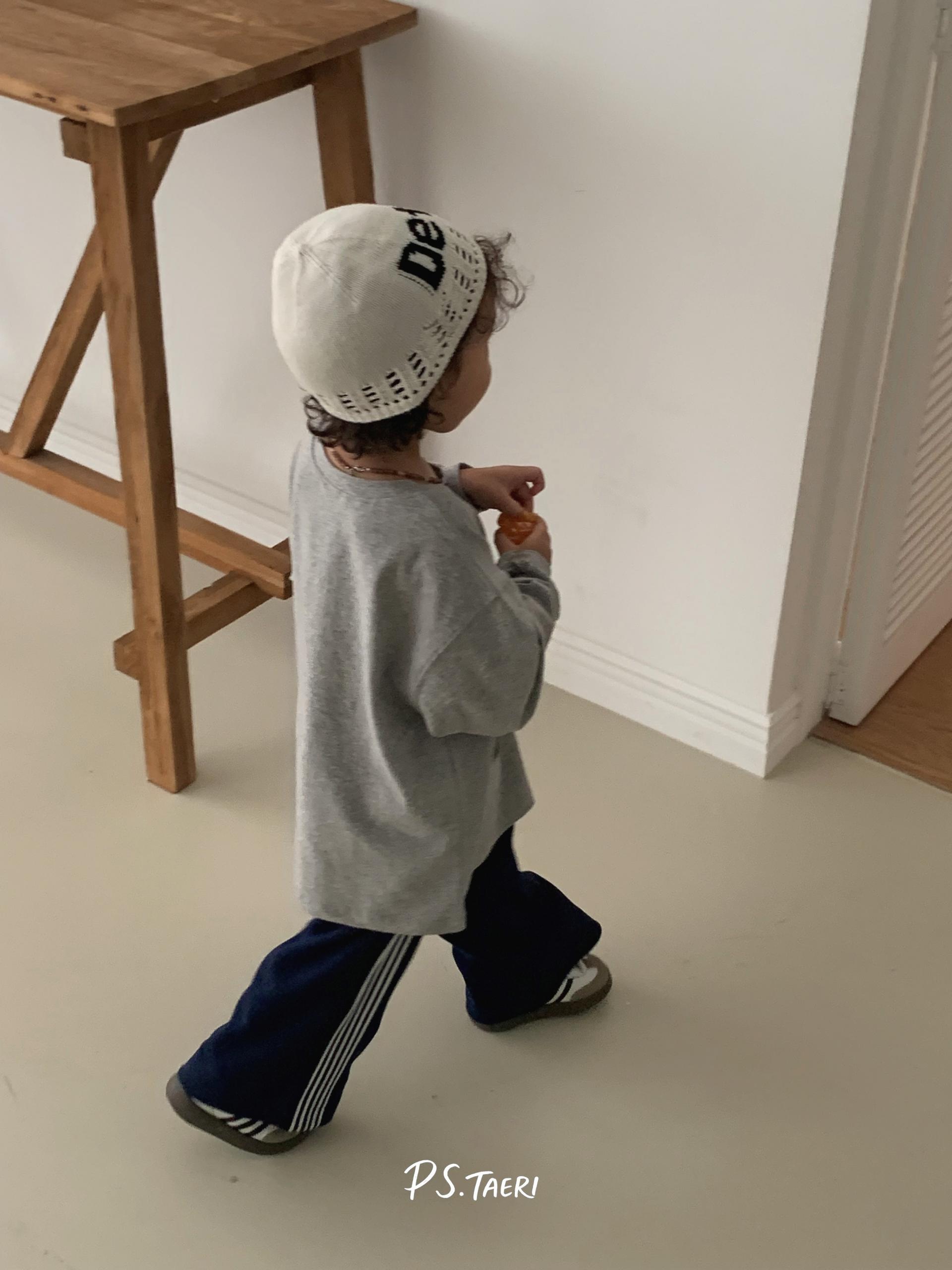 Line Track Pants (Kids)-Navy