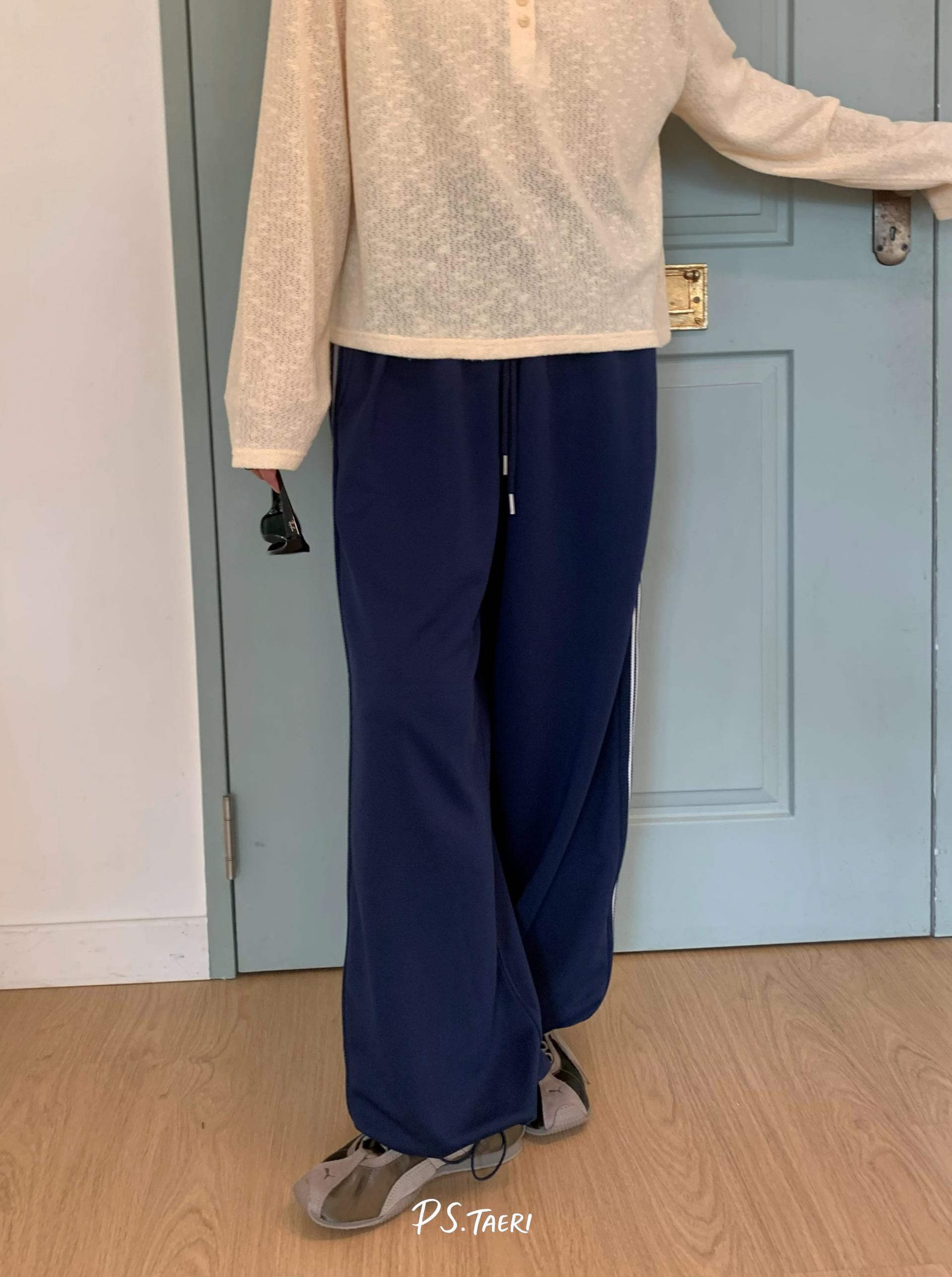 Line Track Pants (Adult)-Navy