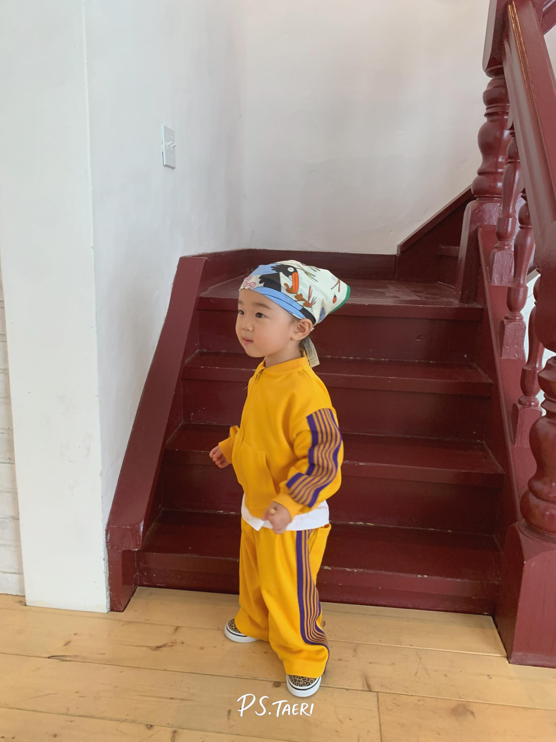 Line Track Pants (Kids)-Yellow