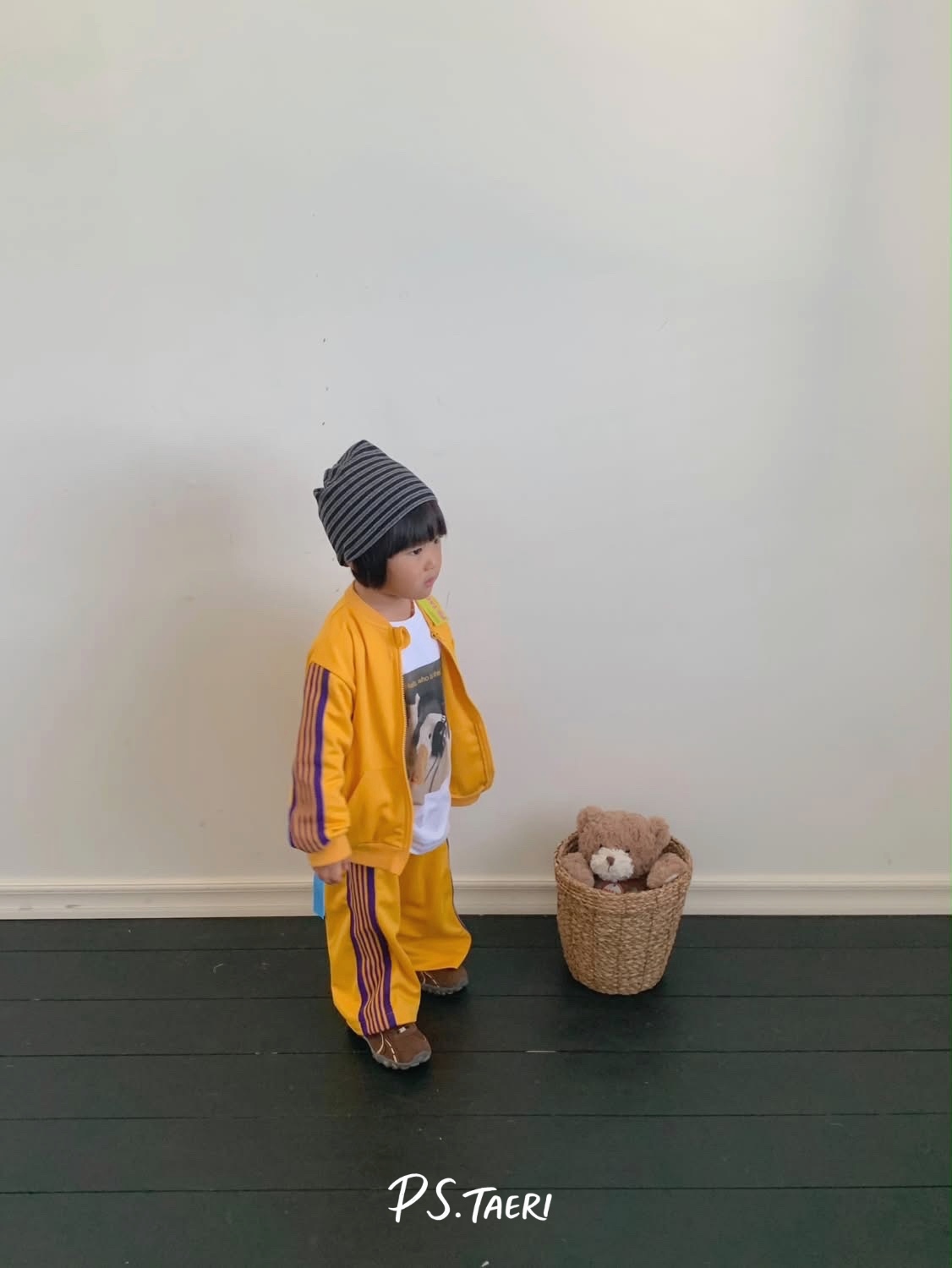 Line Track Pants (Kids)-Yellow