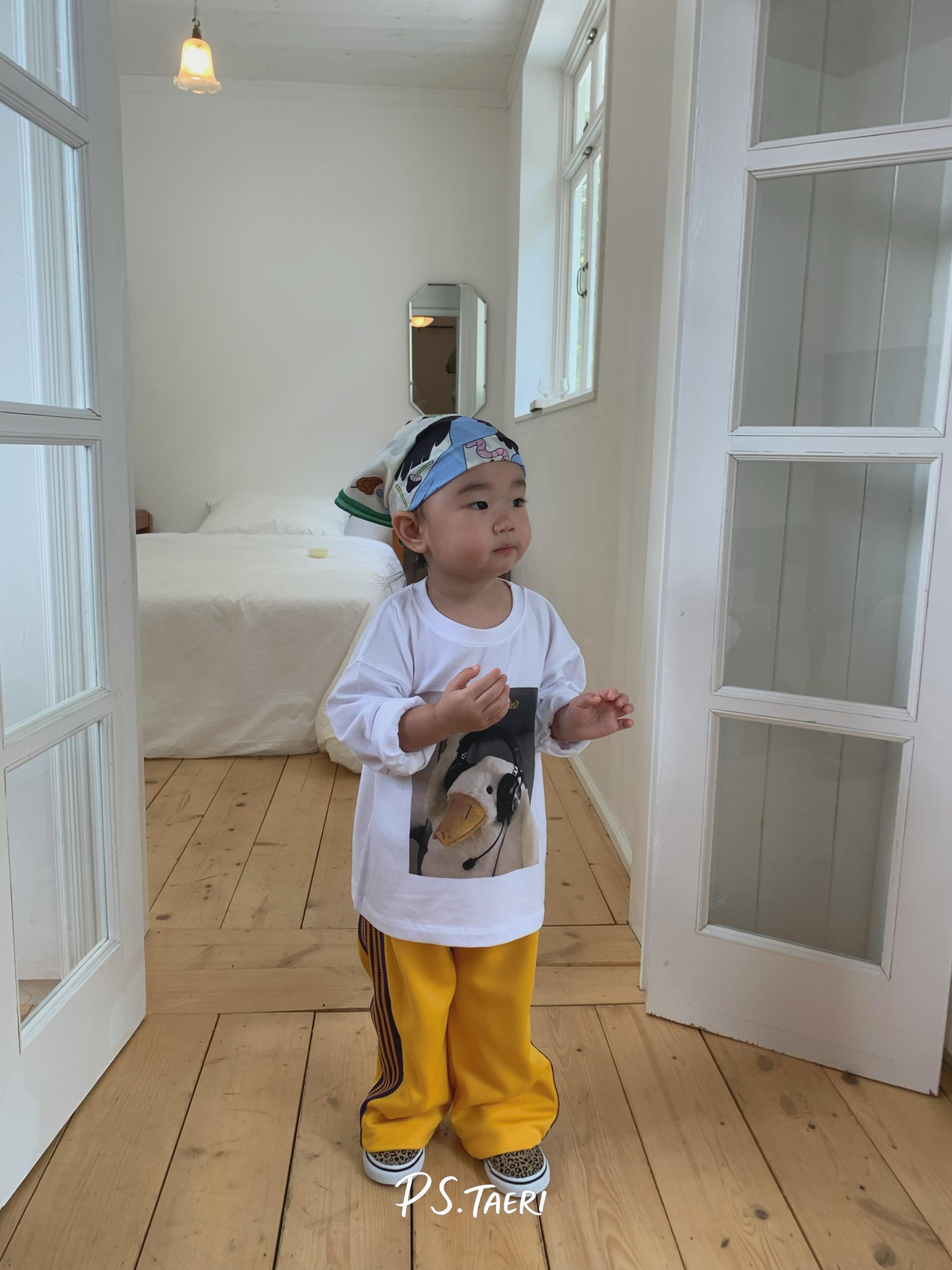 Line Track Pants (Kids)-Yellow