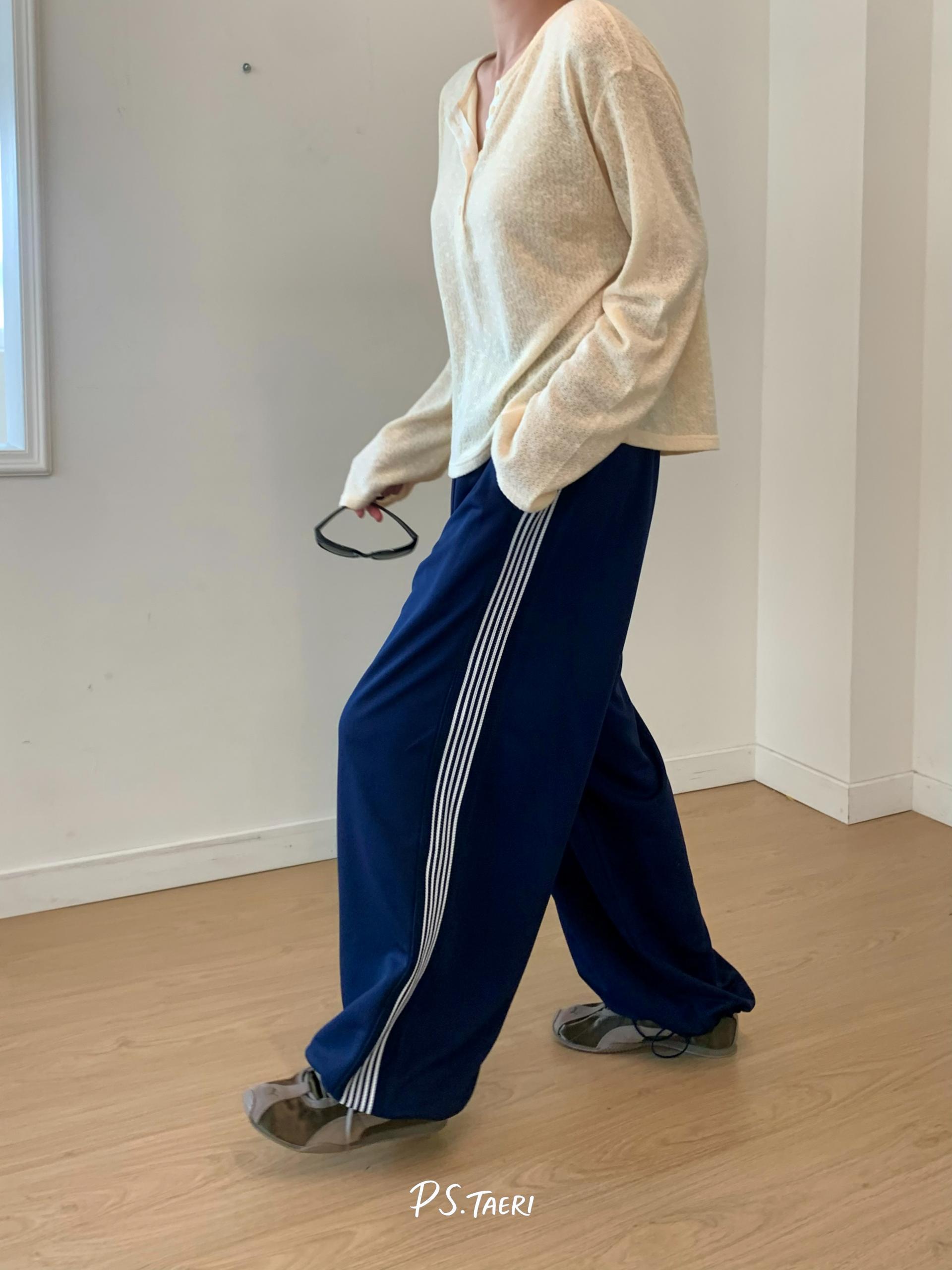 Line Track Pants (Adult)-Navy