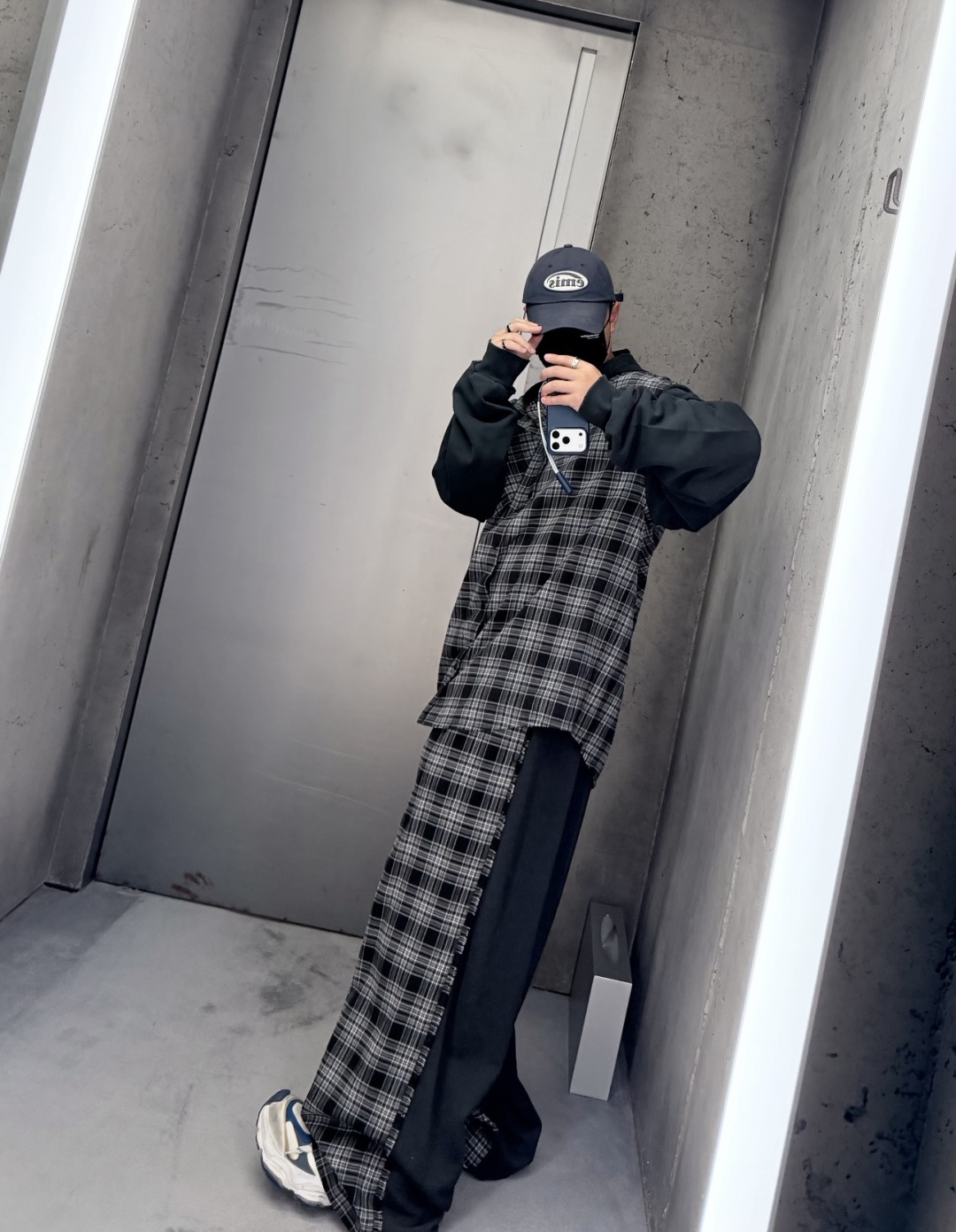 발렌시아가 맨즈 체크 후드티
