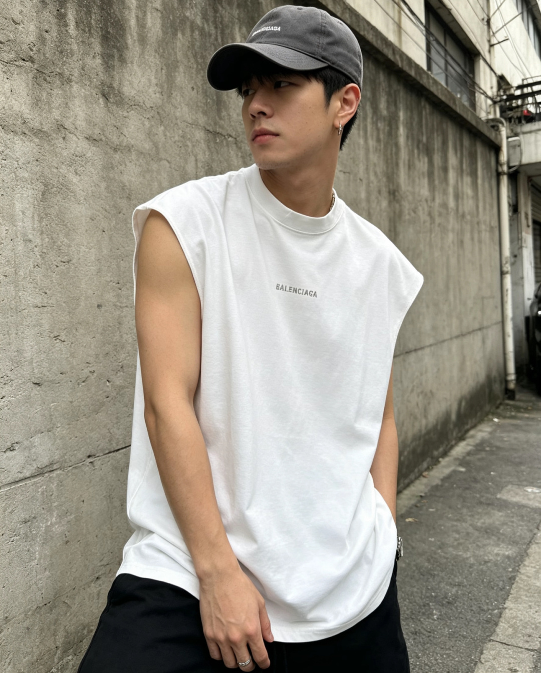 발렌시아가 맨즈 남여공용 로고 민소매 나시