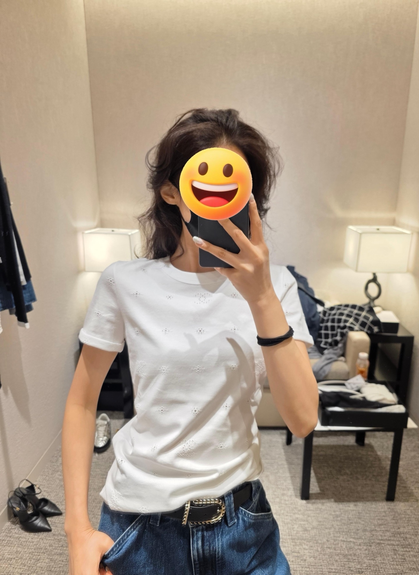 [고퀄]샤넬 펀칭 나시 크롭 반팔 티셔츠