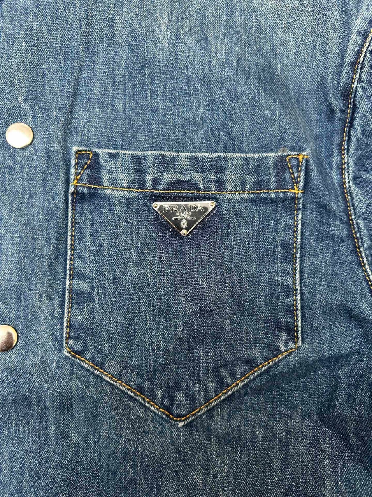 프라다 맨즈 데님 반팔 셔츠