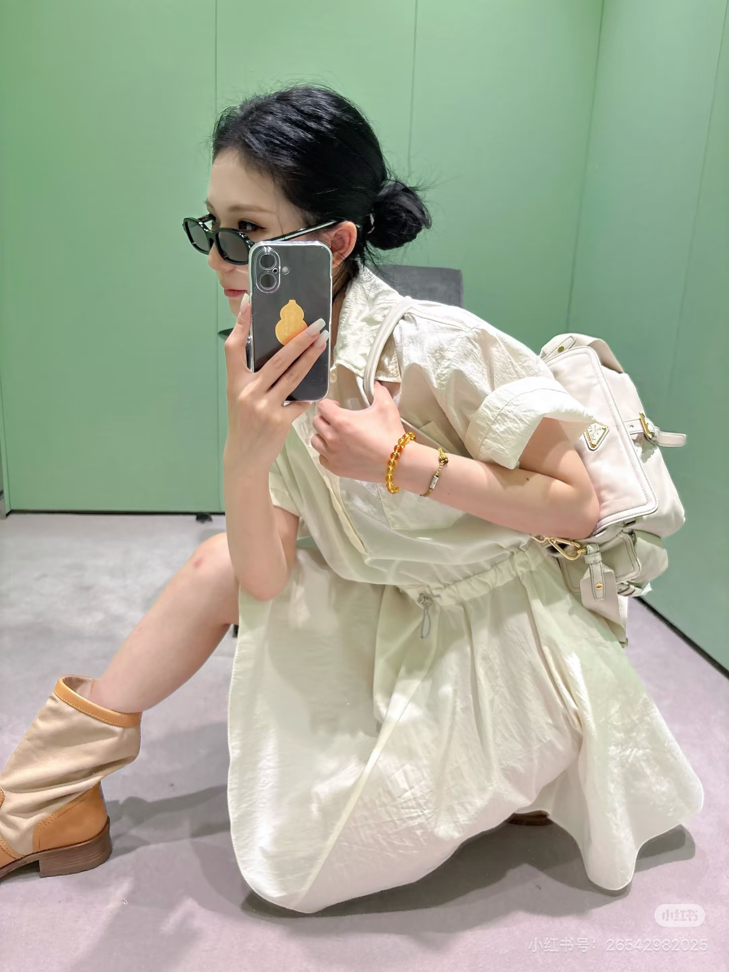 [고퀄] 프라다 셔츠 밴딩 원피스