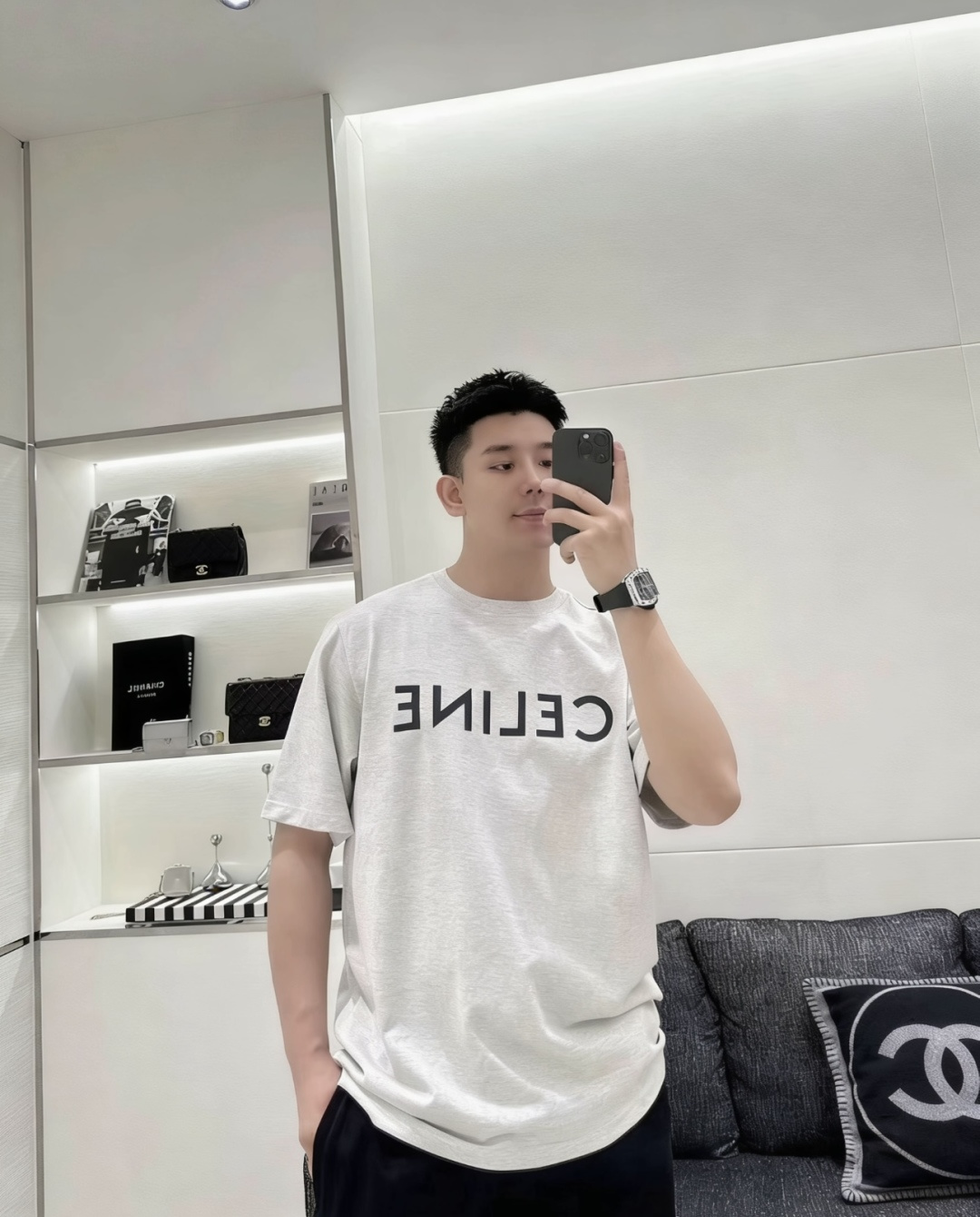 셀린느 맨즈 남여공용 로고 반팔티 3컬러