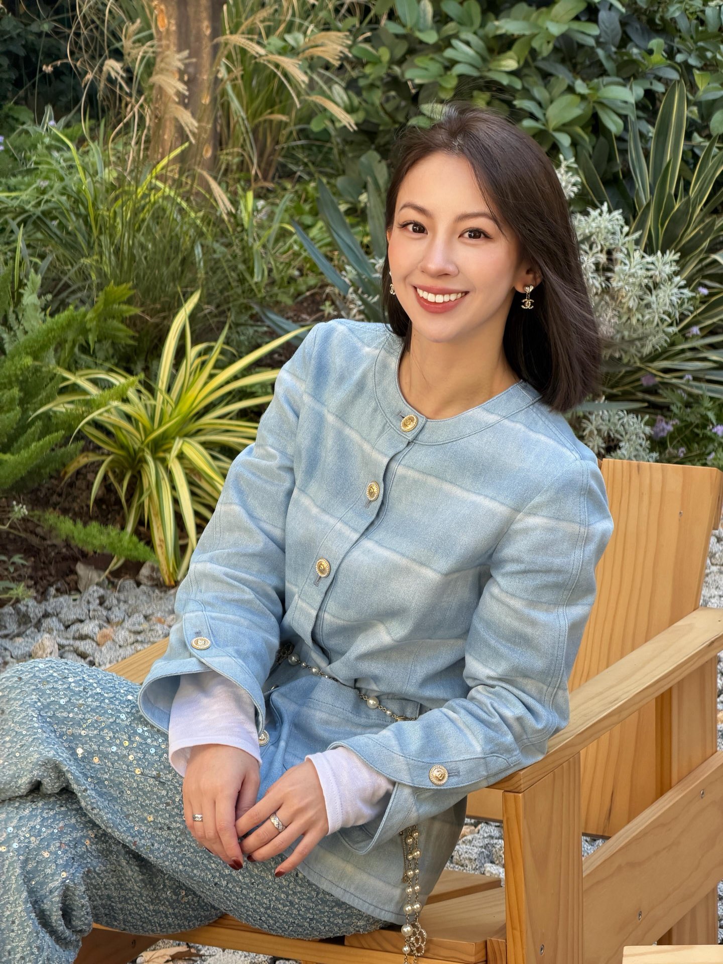 [고퀄]샤넬 스트라이프 데님 자켓 팬츠 셋업