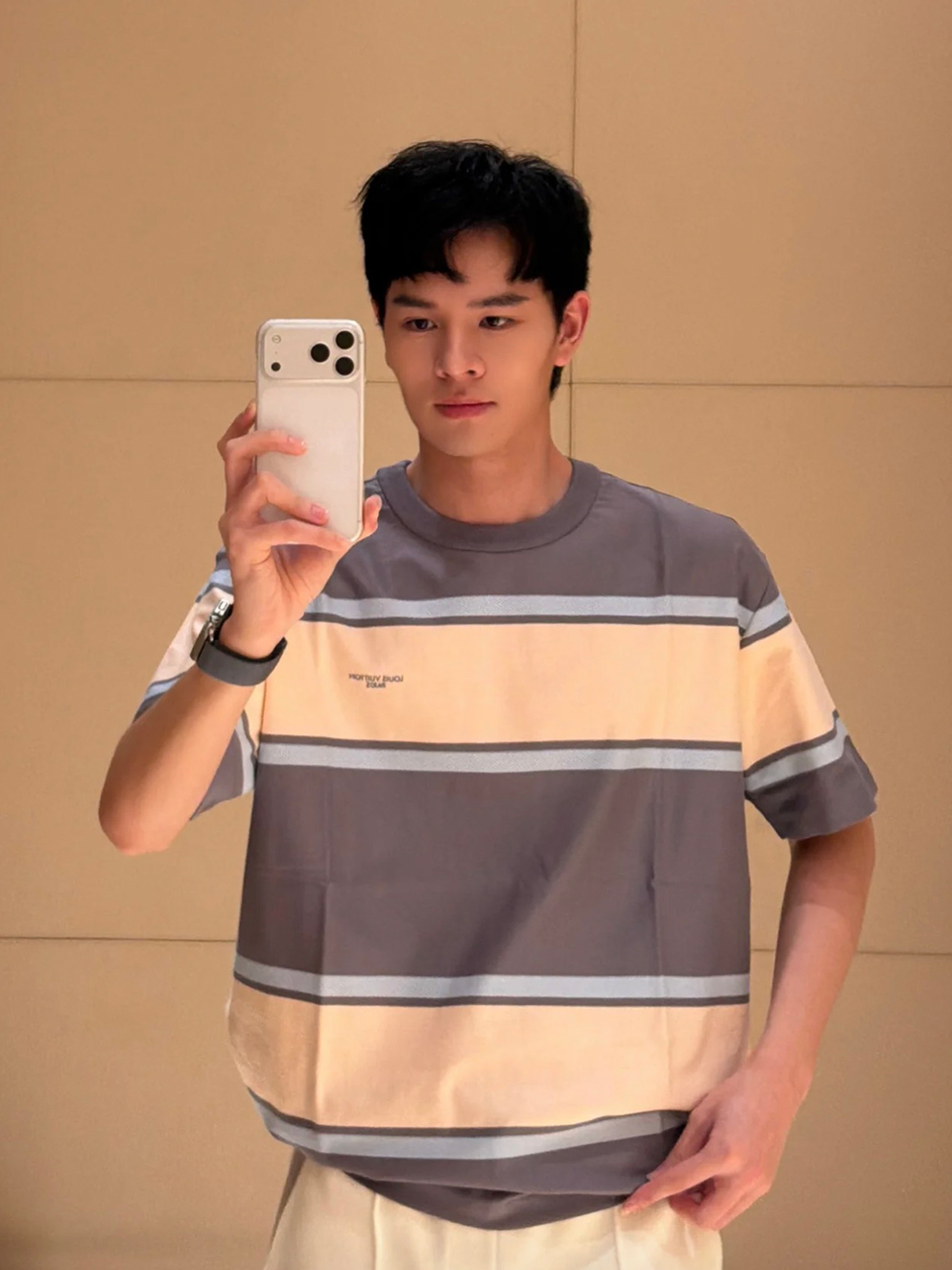 루이비통 맨즈 스트라이프 반팔티